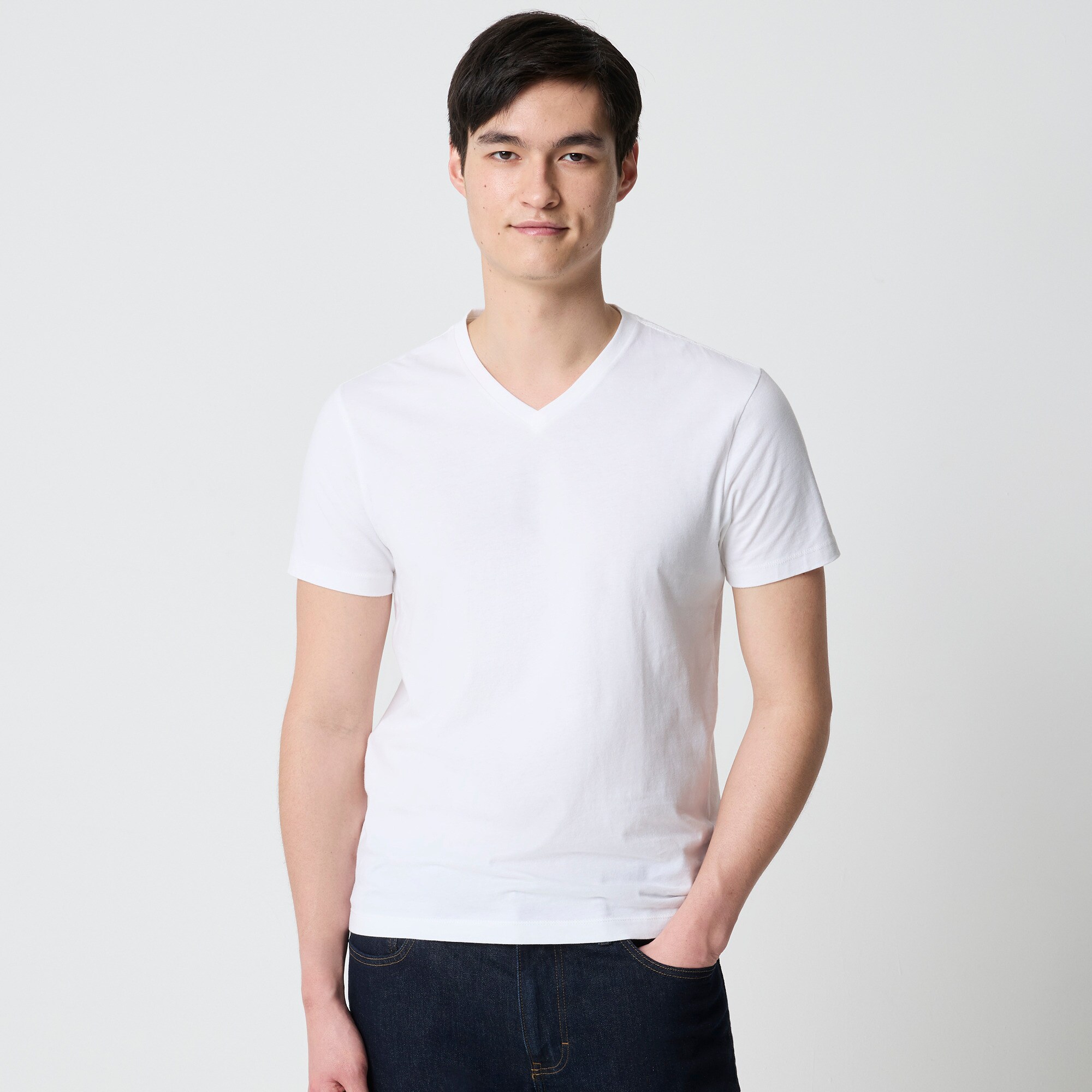 Slim washed jersey V-neck tee