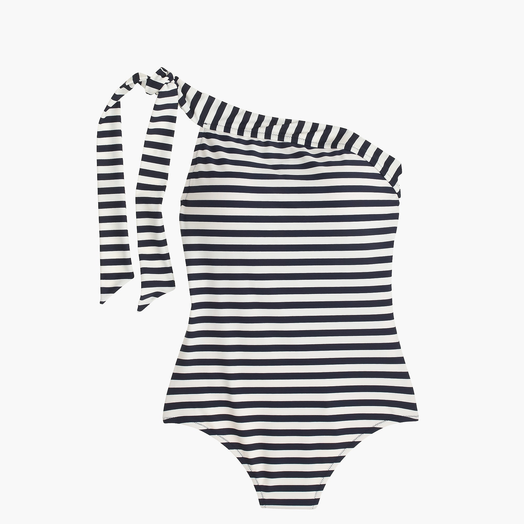 One-shoulder one-piece swimsuit in classic stripe