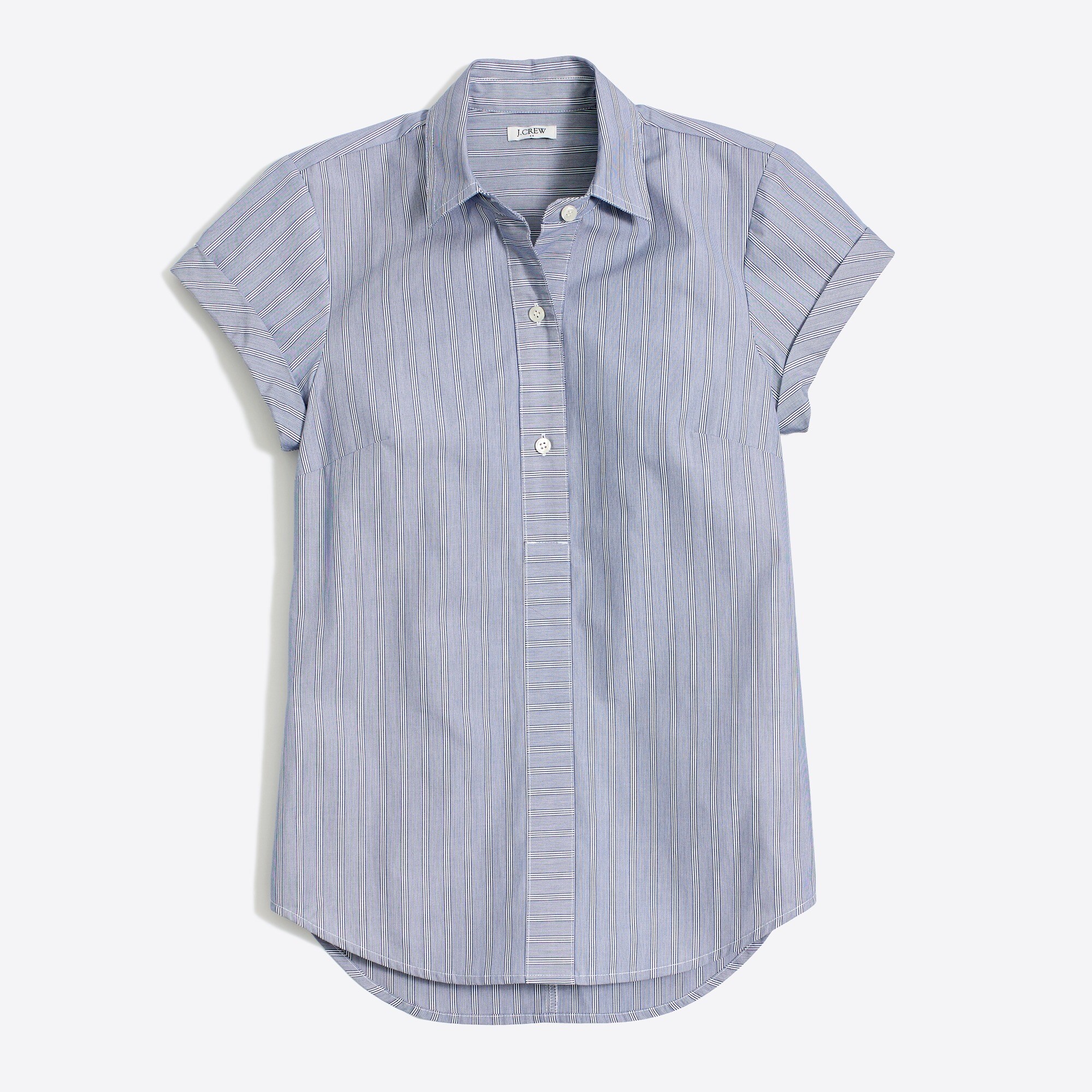striped short-sleeve popover shirt for women