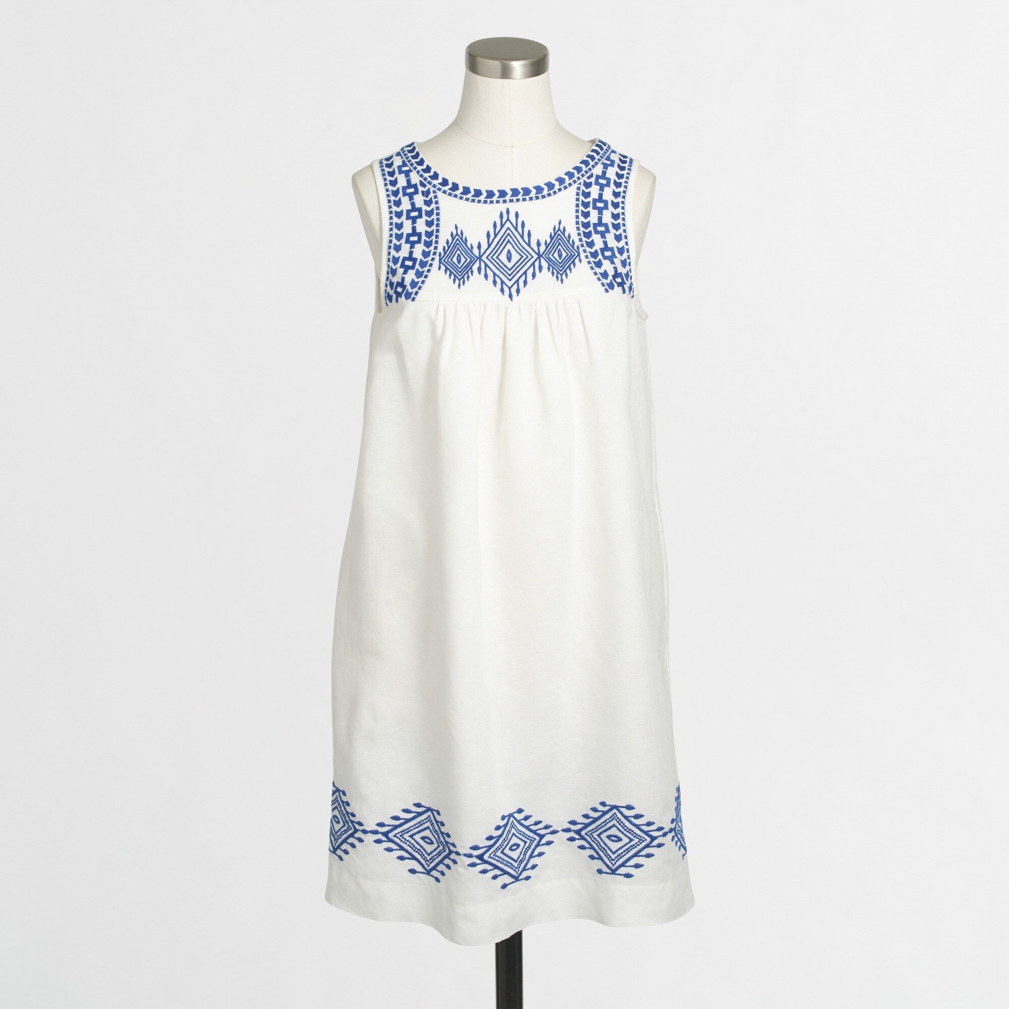 linen-cotton embroidered dress for women