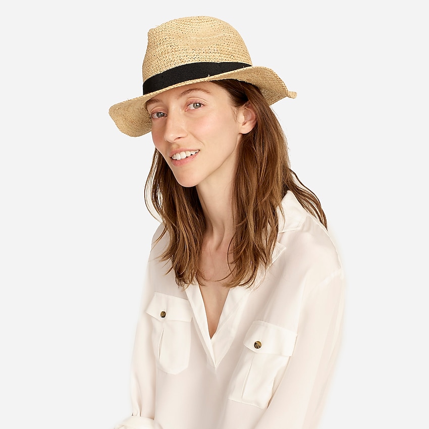 j.crew: packable straw hat for women, right side, view zoomed