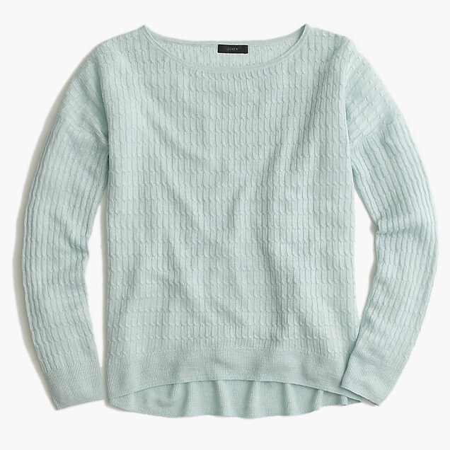 Linen cable crewneck sweater : Women pullovers | J.Crew