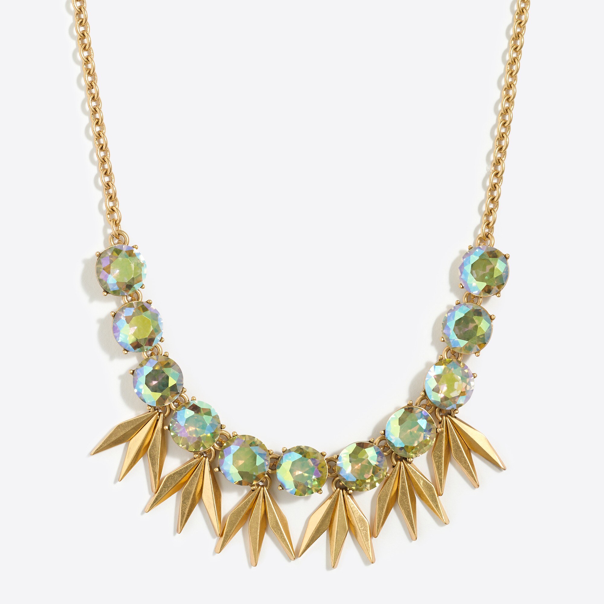 Iridescent circles and points necklace