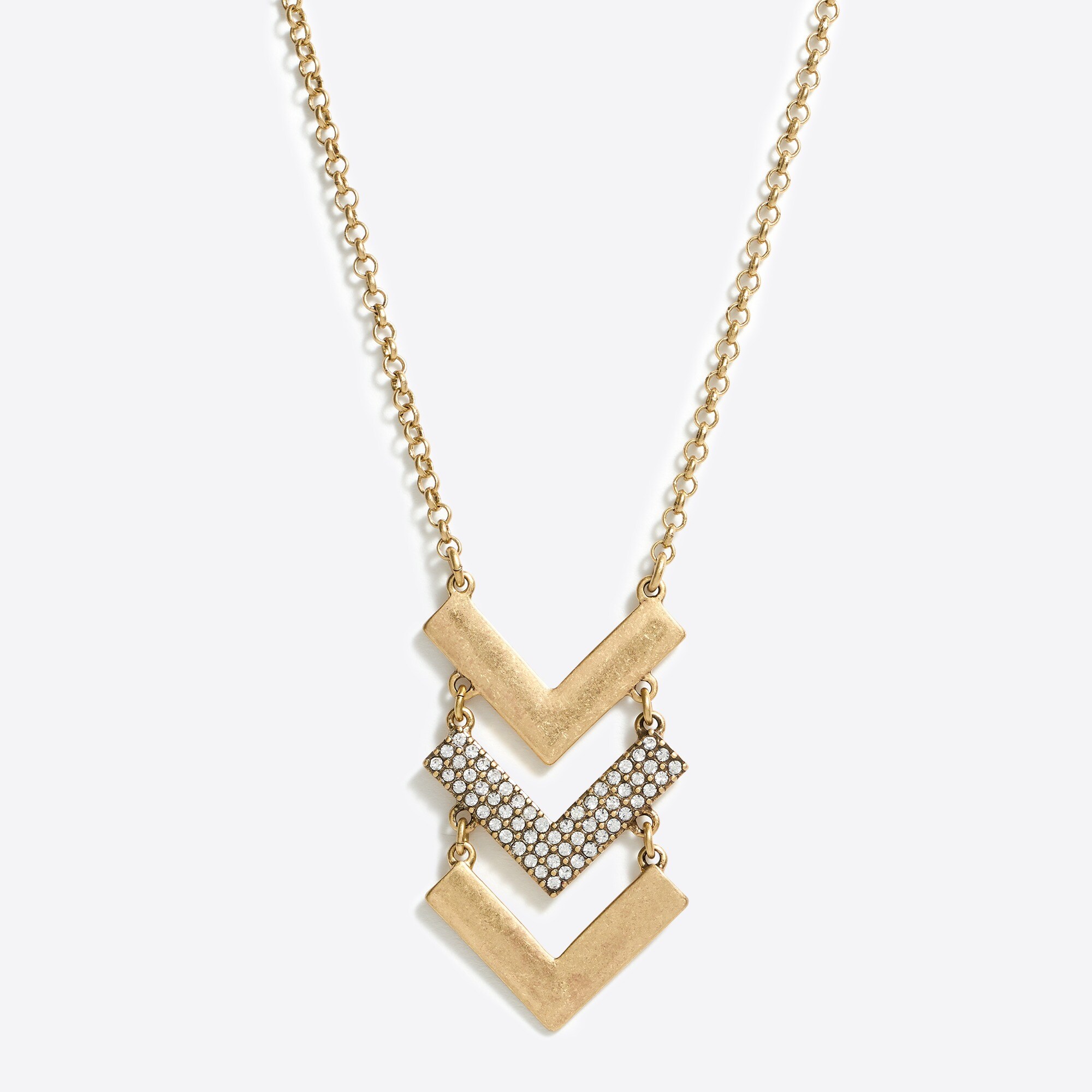 Chevron crystal pendant necklace
