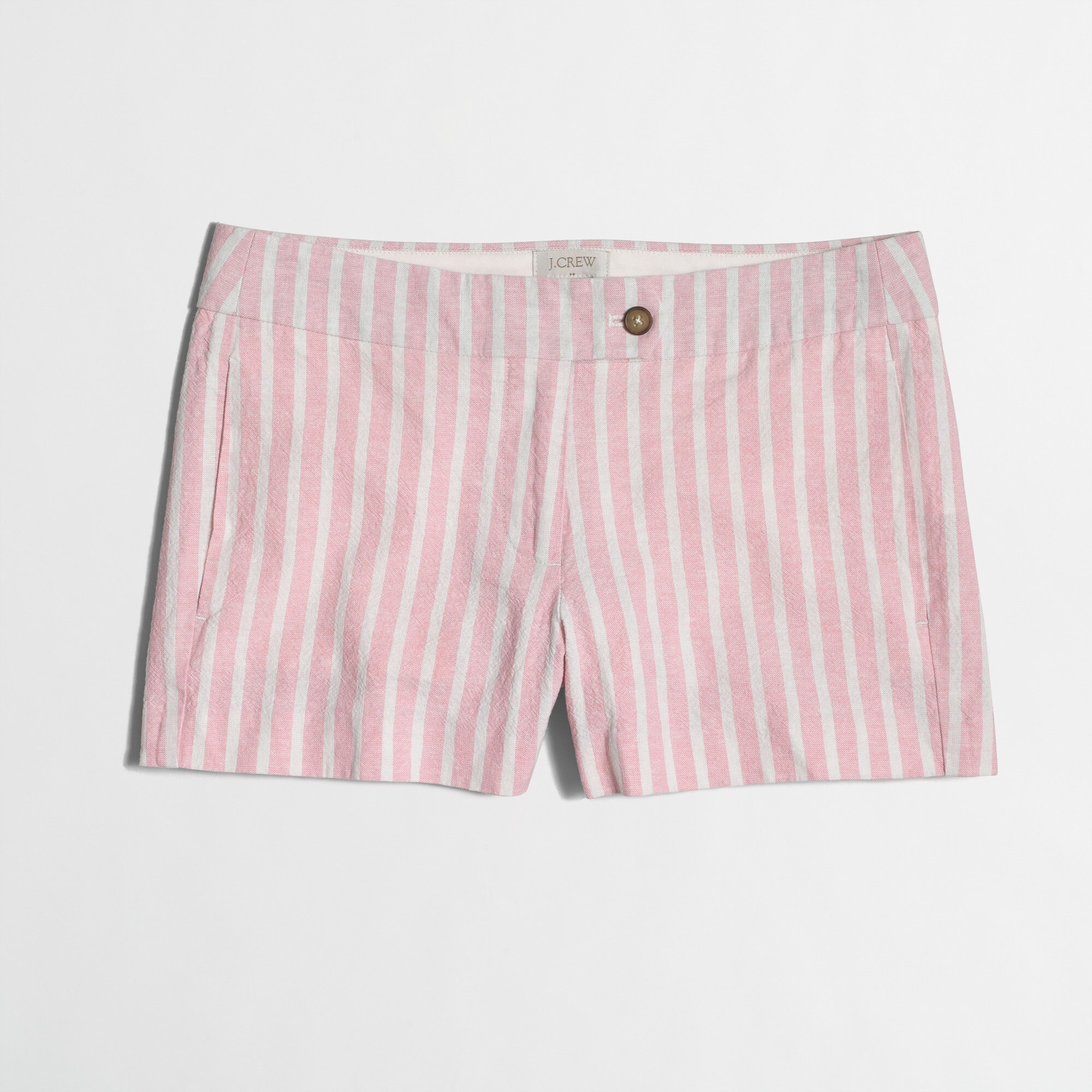 3" cotton-linen striped short