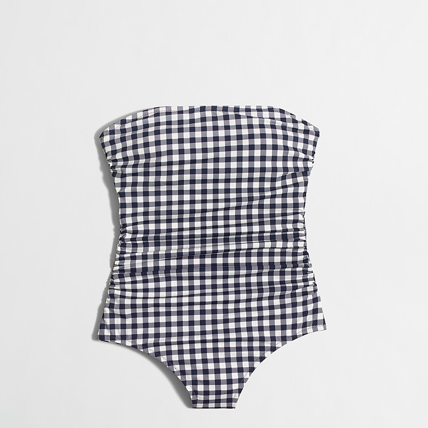 factory: gingham one-piece swimsuit for women, right side, view zoomed