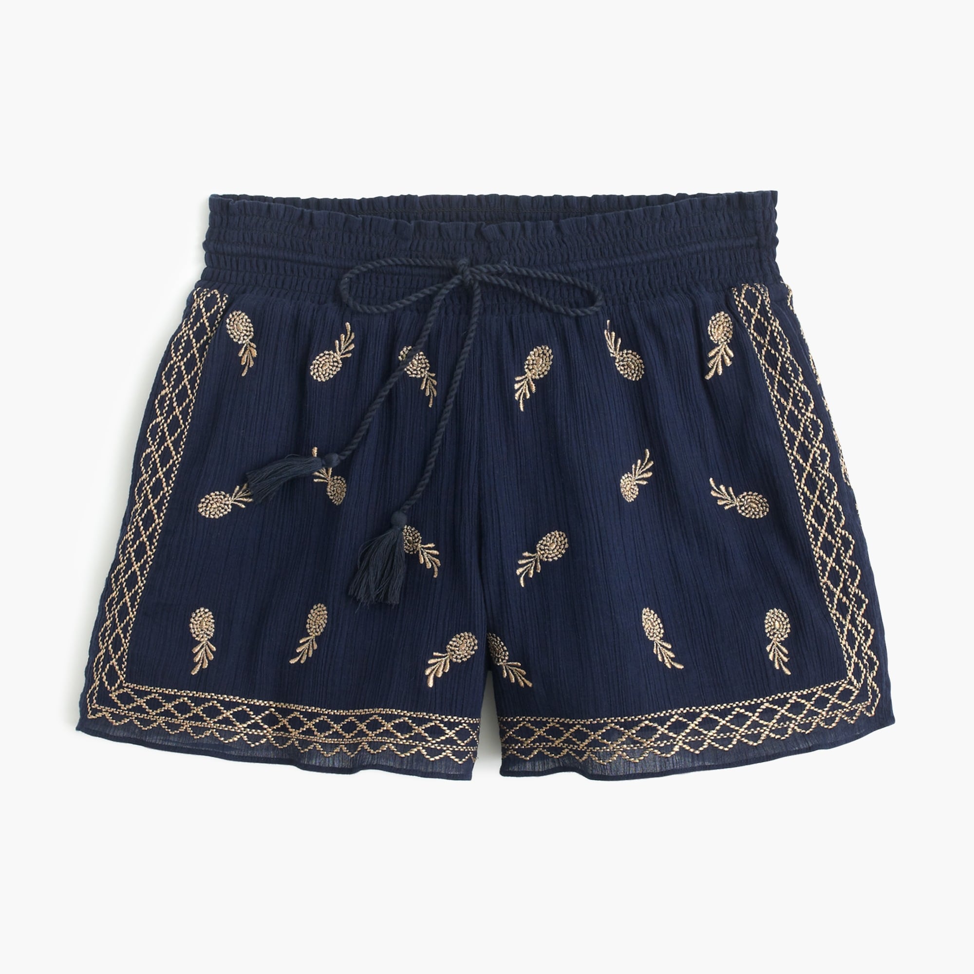 Embroidered short in gauzy cotton : Women shorts | J.Crew