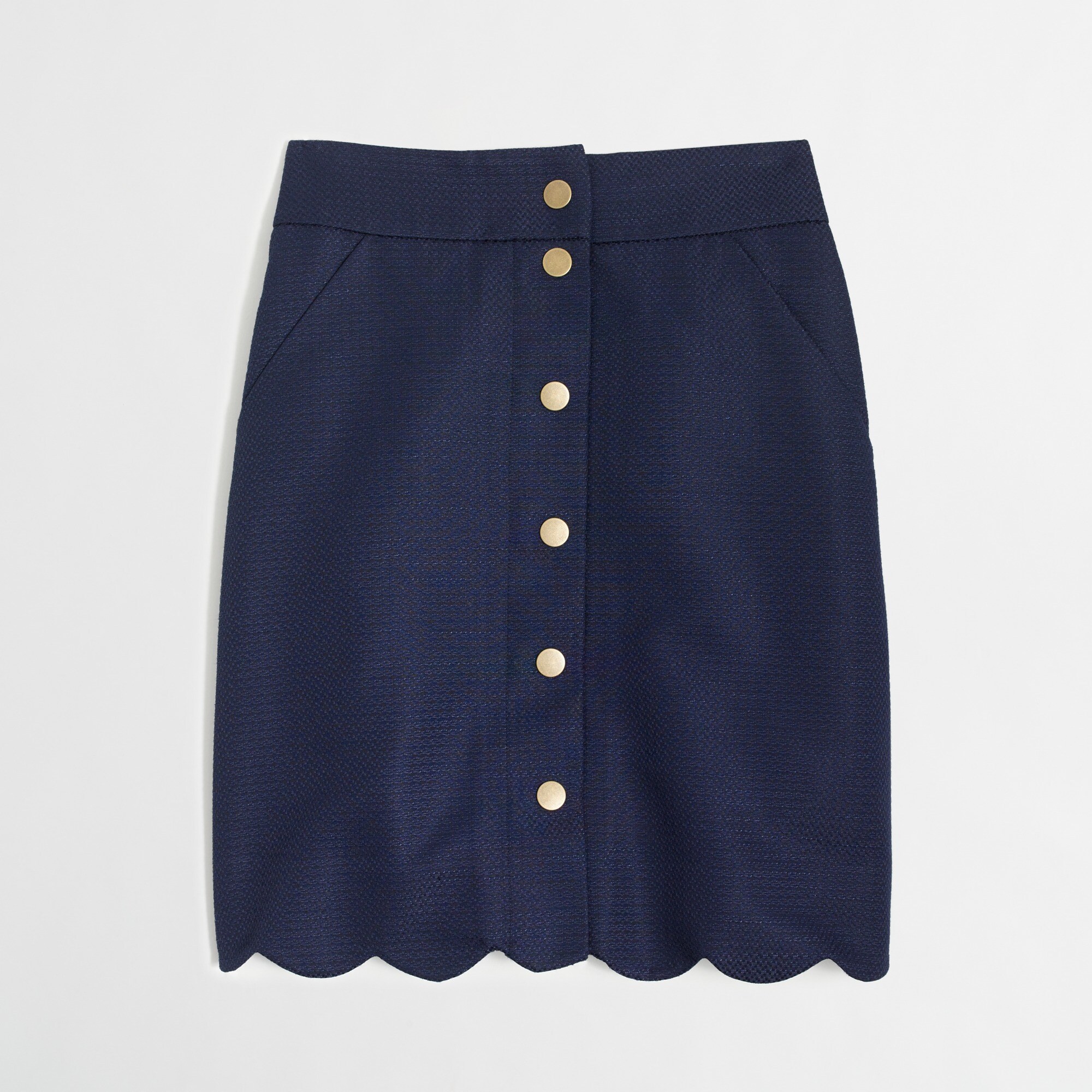 Button-front scallop skirt