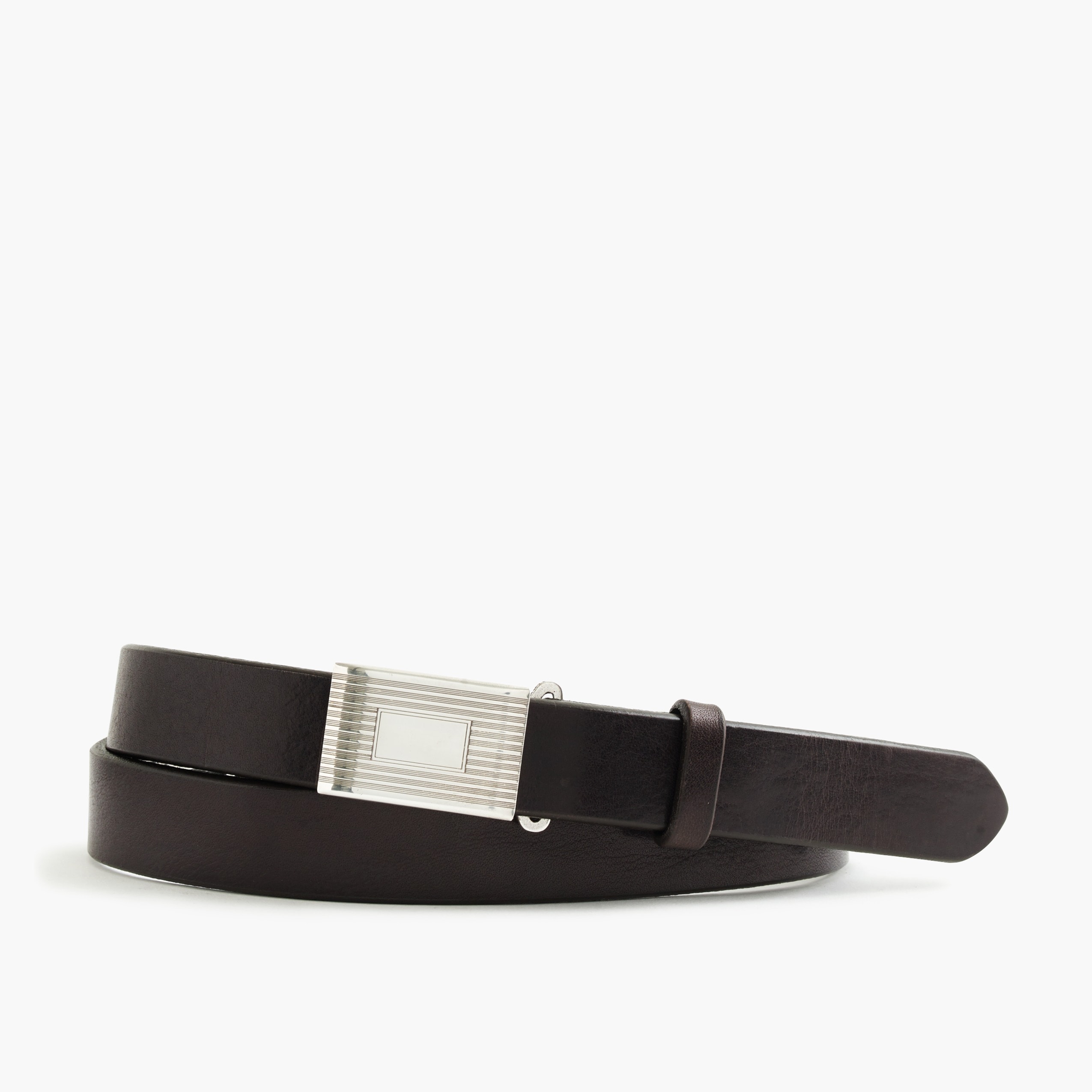 J.Crew: Classic Leather Belt With Removable Silver-plated Buckle For Men