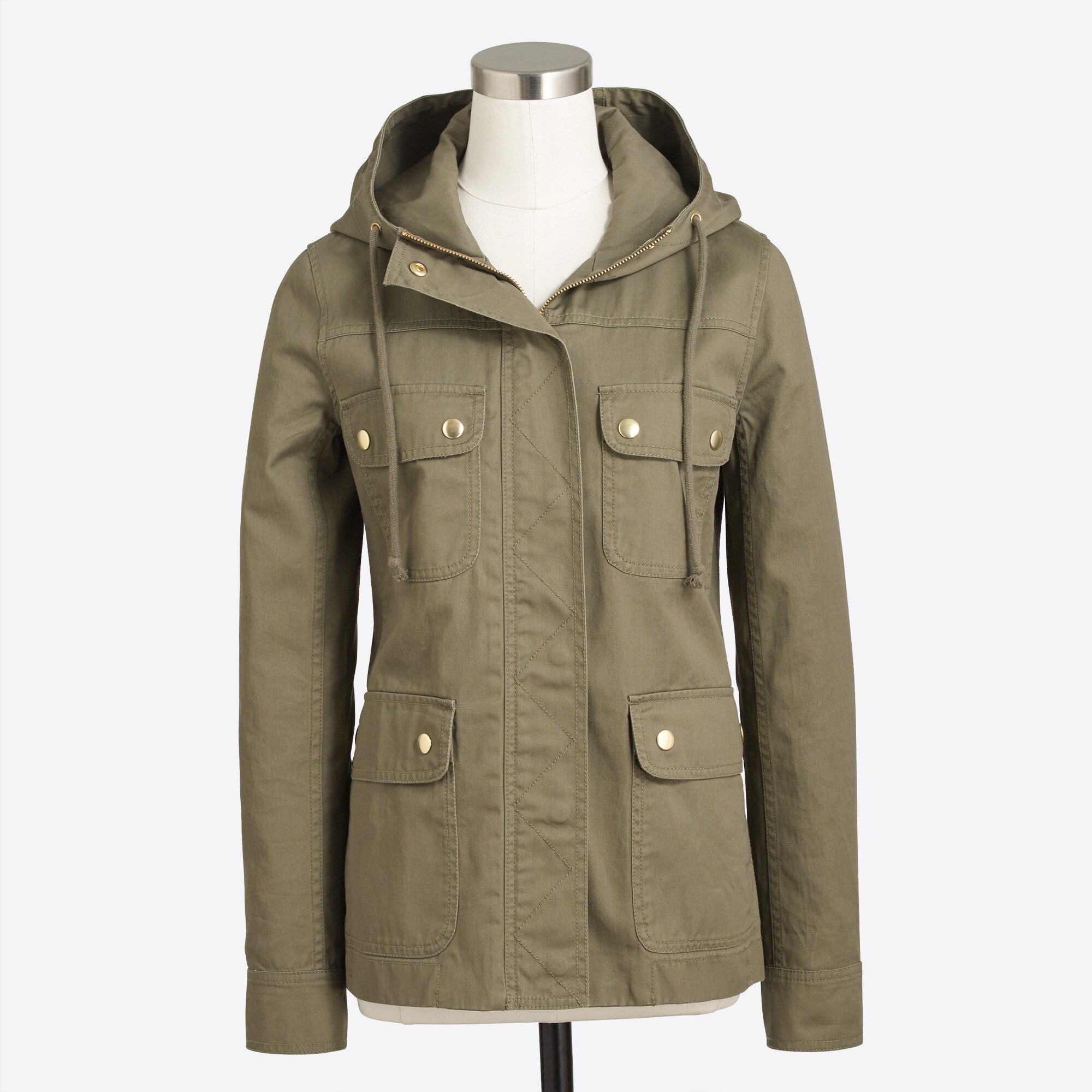 Resin-coated twill jacket with hood