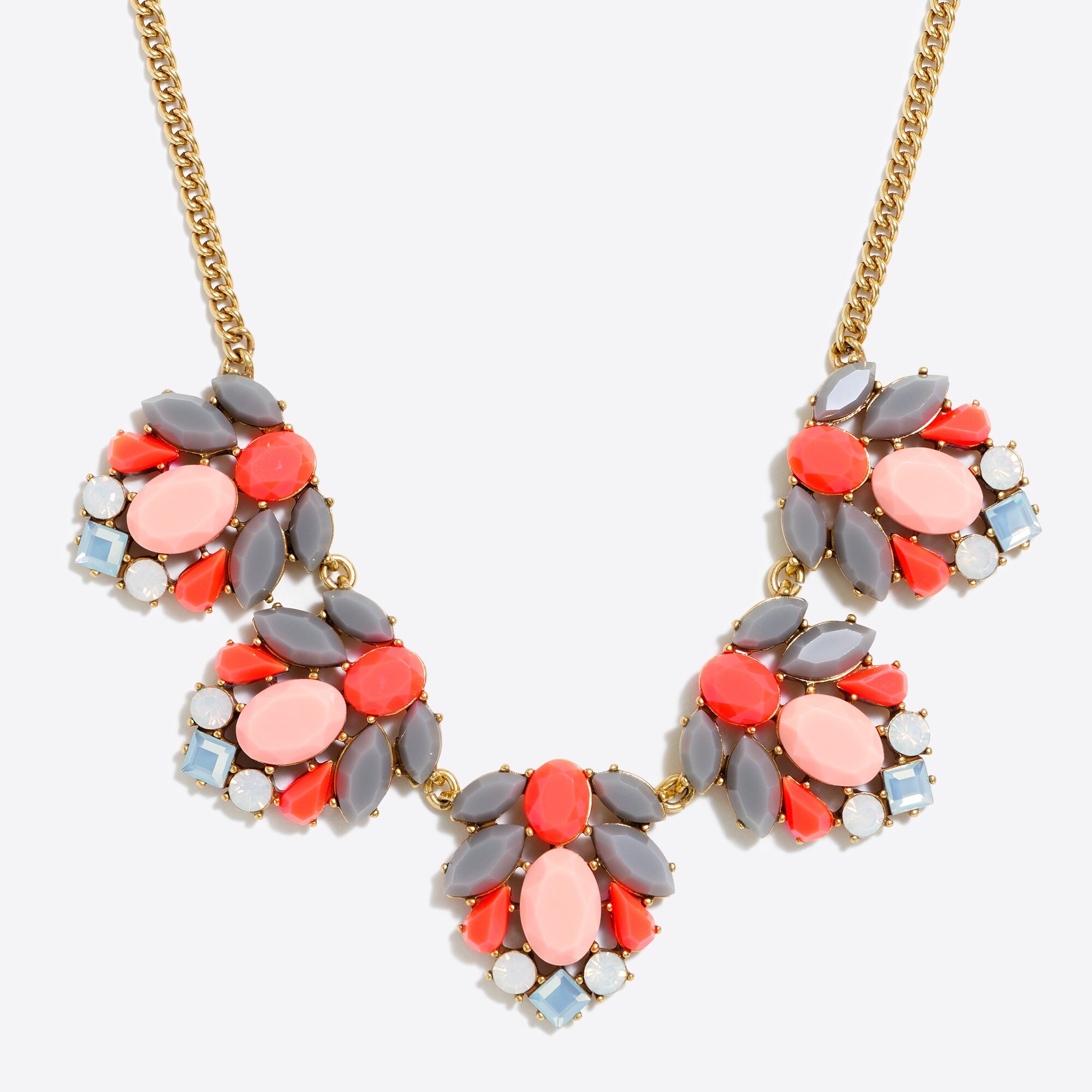 Mixed stone clusters necklace