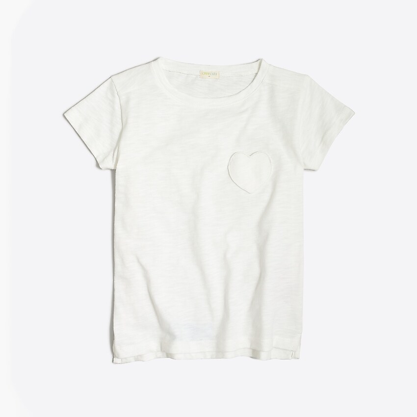 factory: girls' heart pocket tee for girls, right side, view zoomed