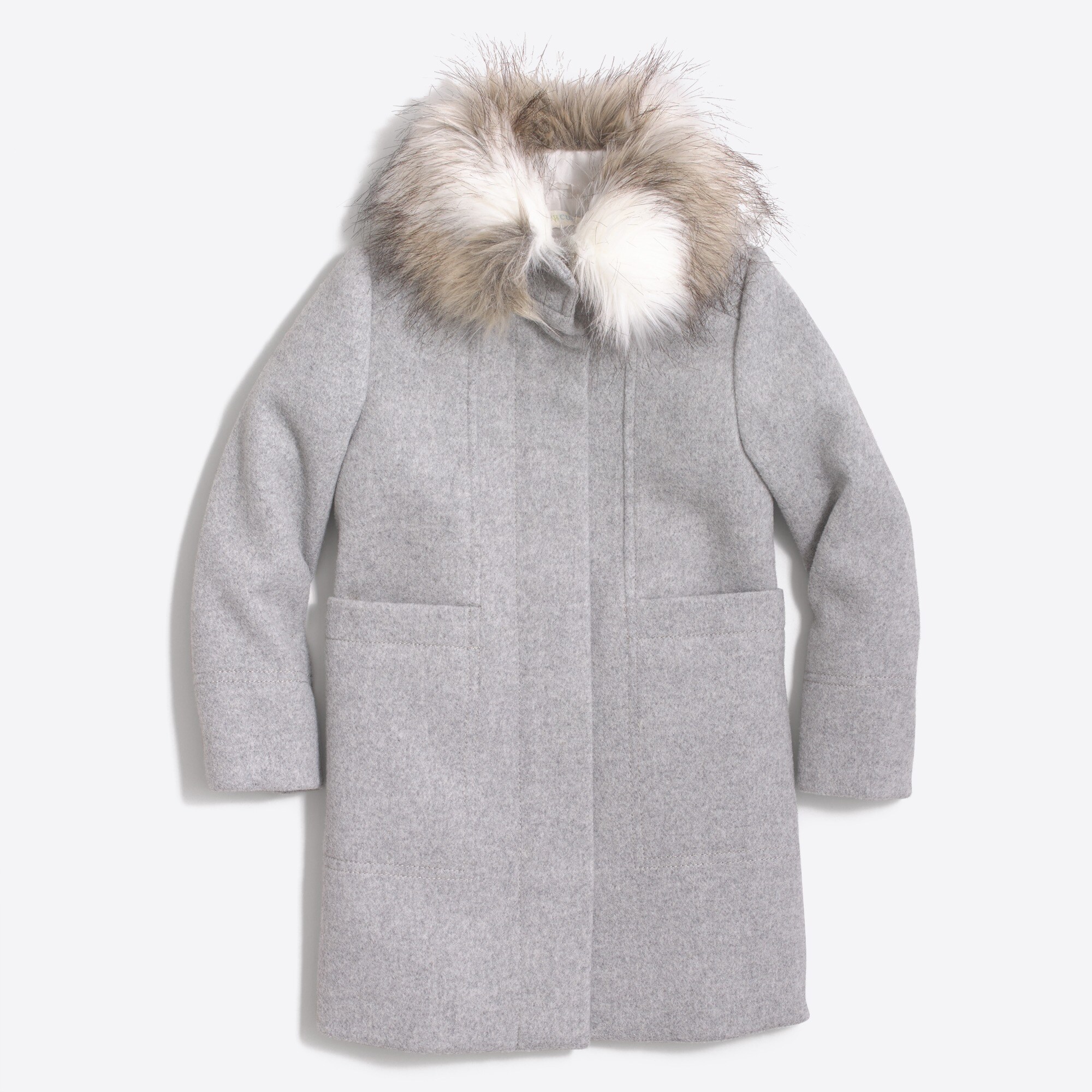 Girls' faux-fur collar coat