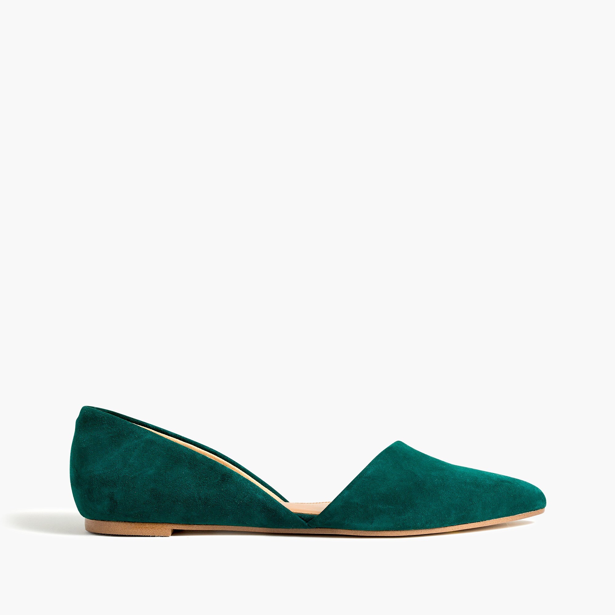 green suede flats