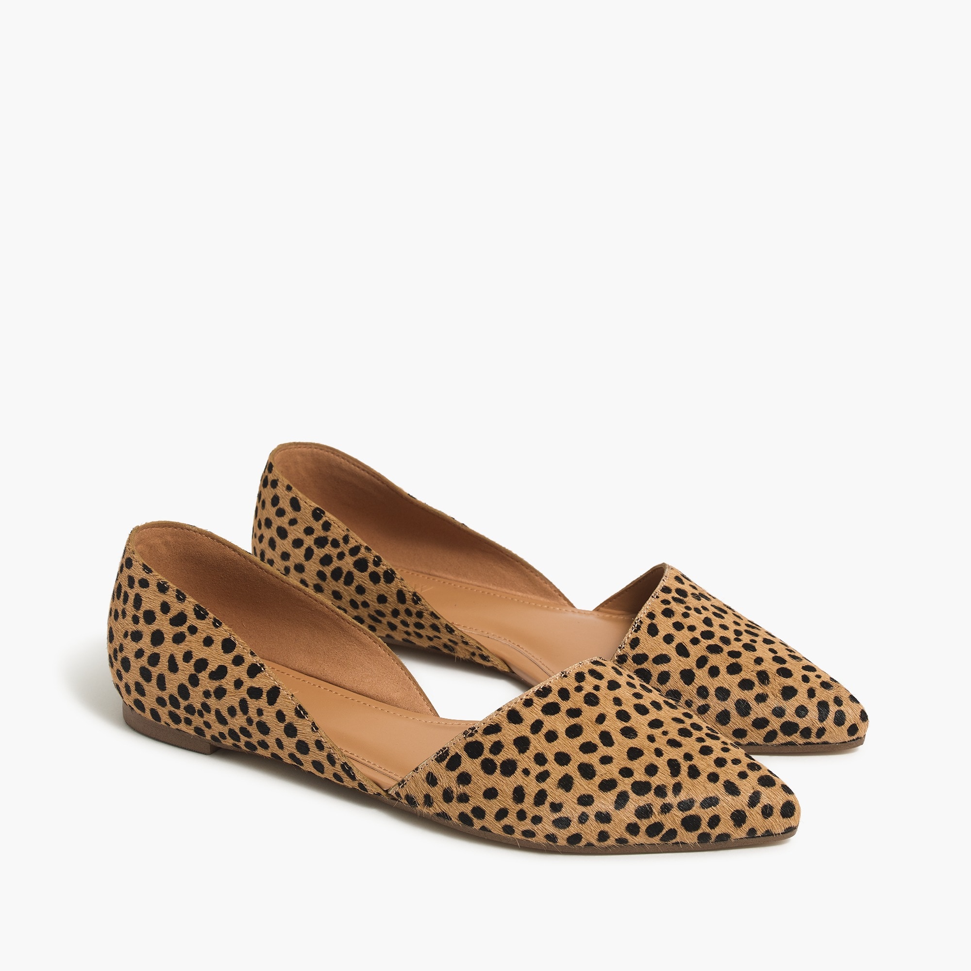factory: zoe leopard calf hair d'orsay flats for women, right side, view zoomed