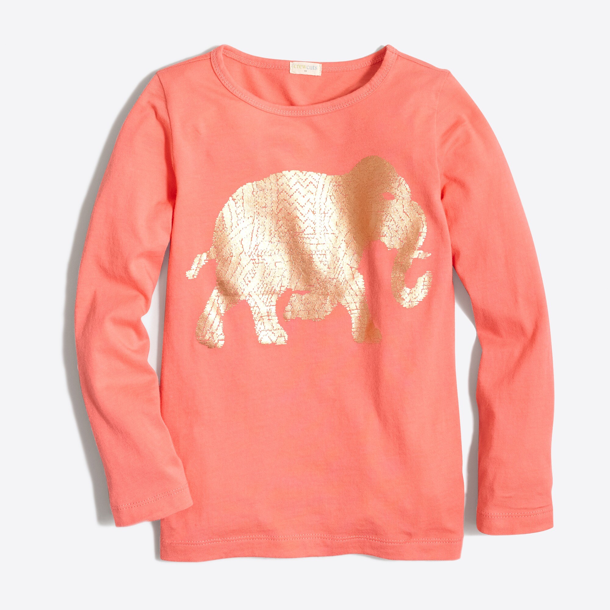 Girls' long-sleeve foil elephant graphic tee