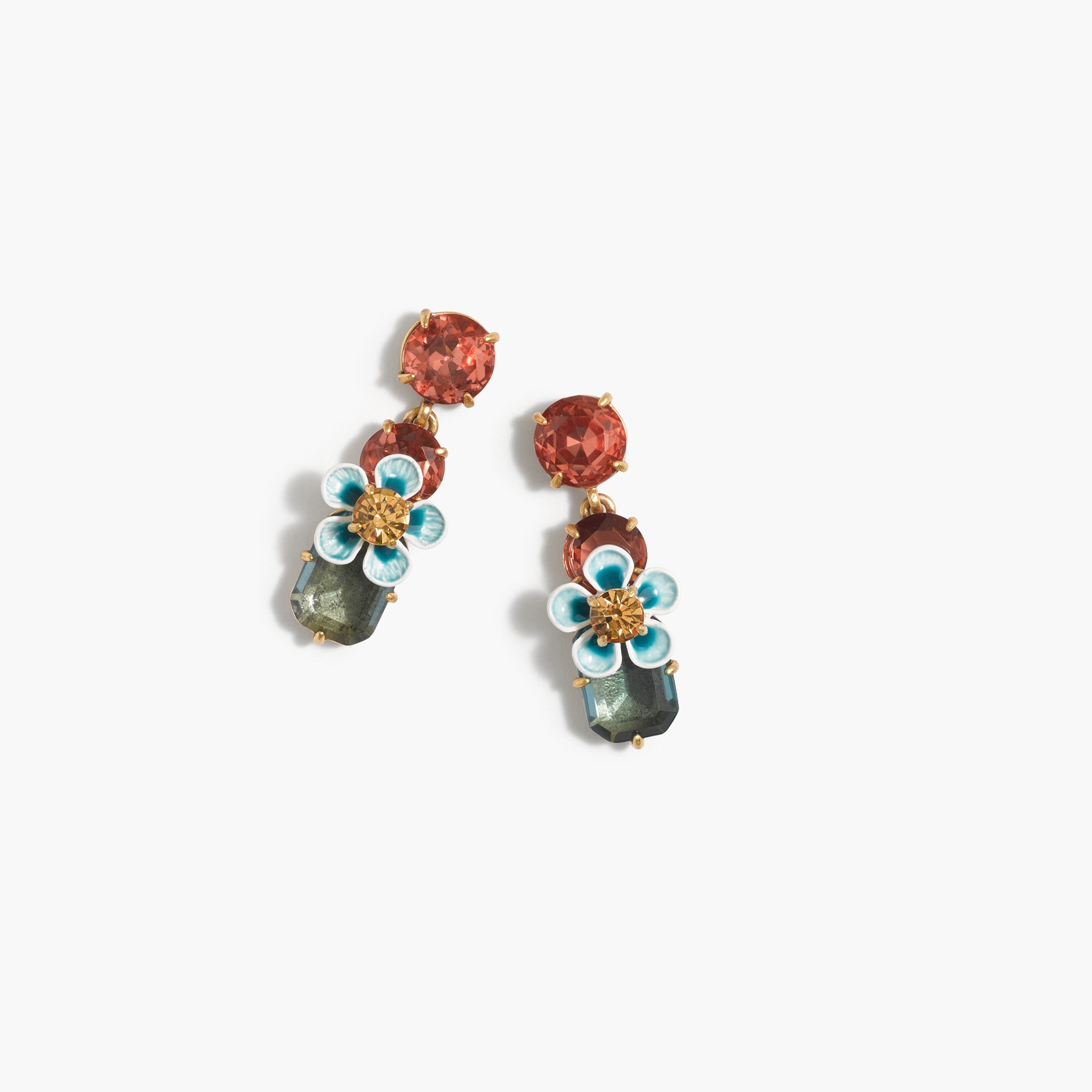 Stacked floral crystal earrings : Women earrings | J.Crew