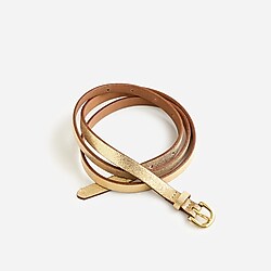 Skinny metallic Italian leather belt