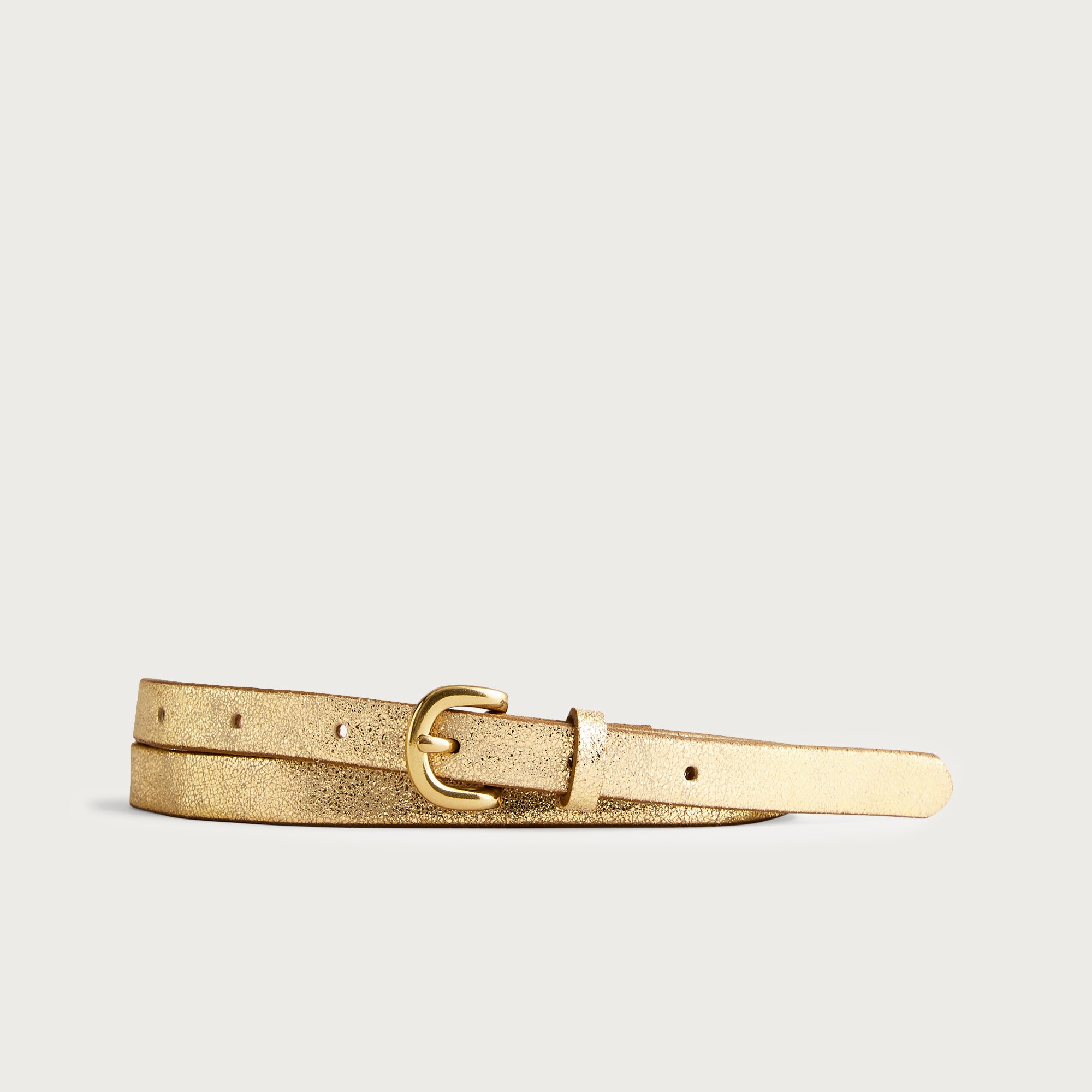 Skinny metallic Italian leather belt