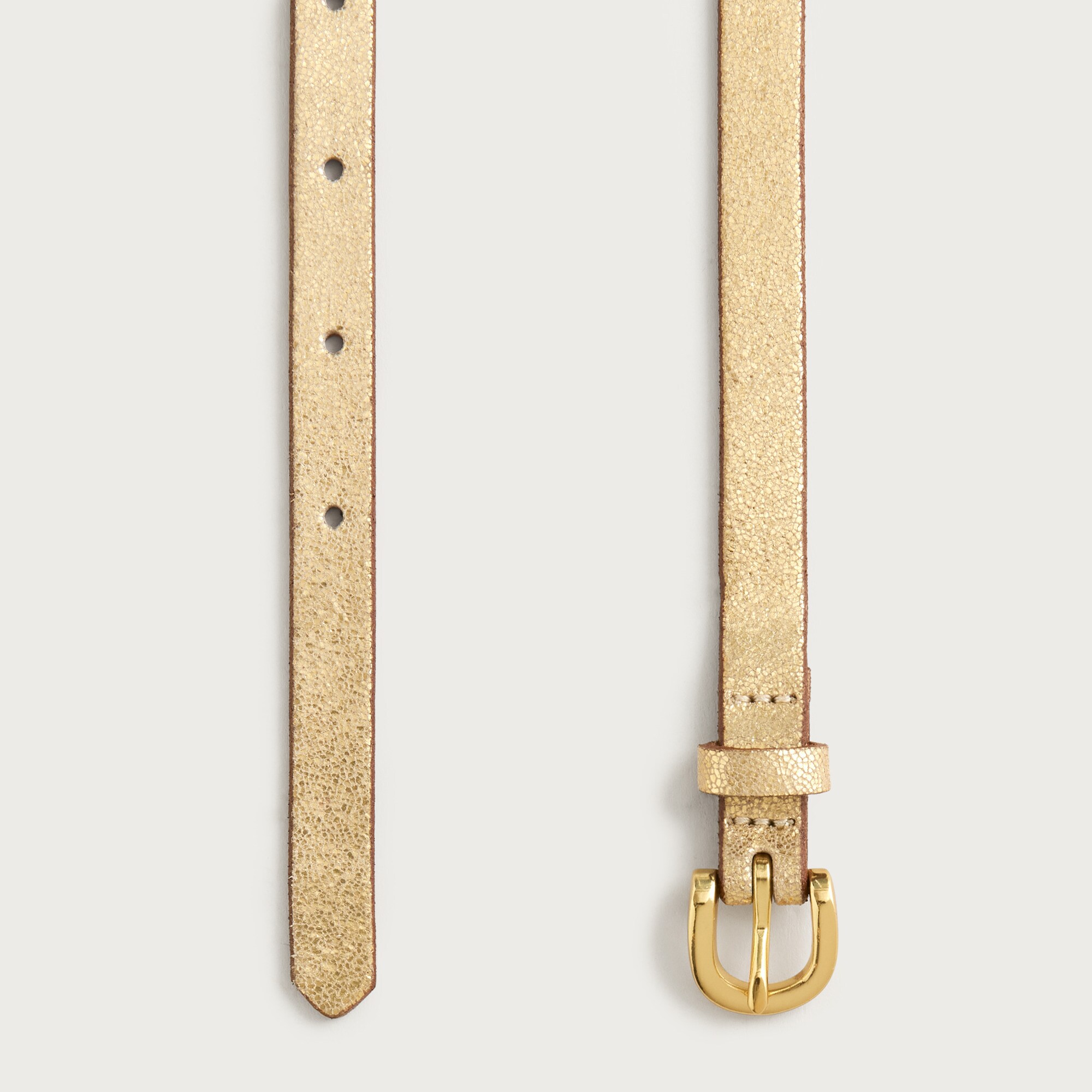 Skinny metallic Italian leather belt