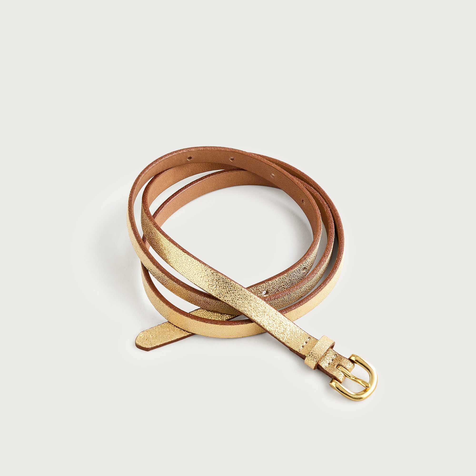 Skinny metallic Italian leather belt