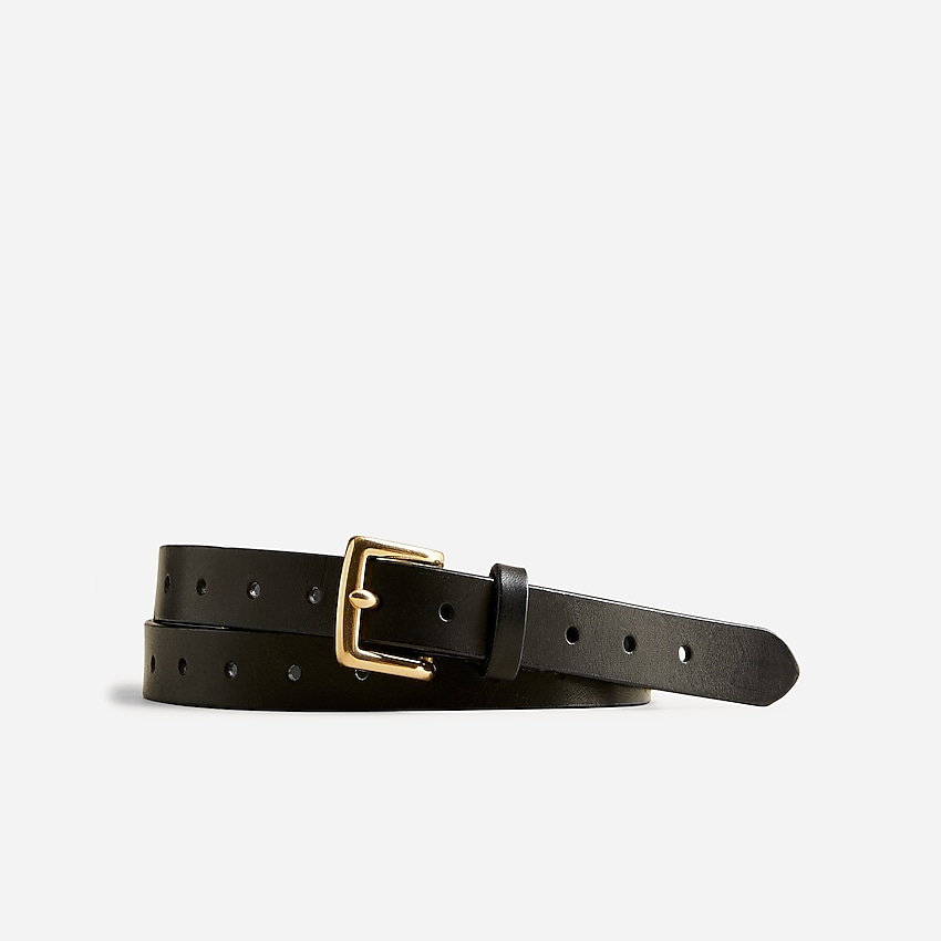 j.crew: perforated italian leather belt for women, right side, view zoomed