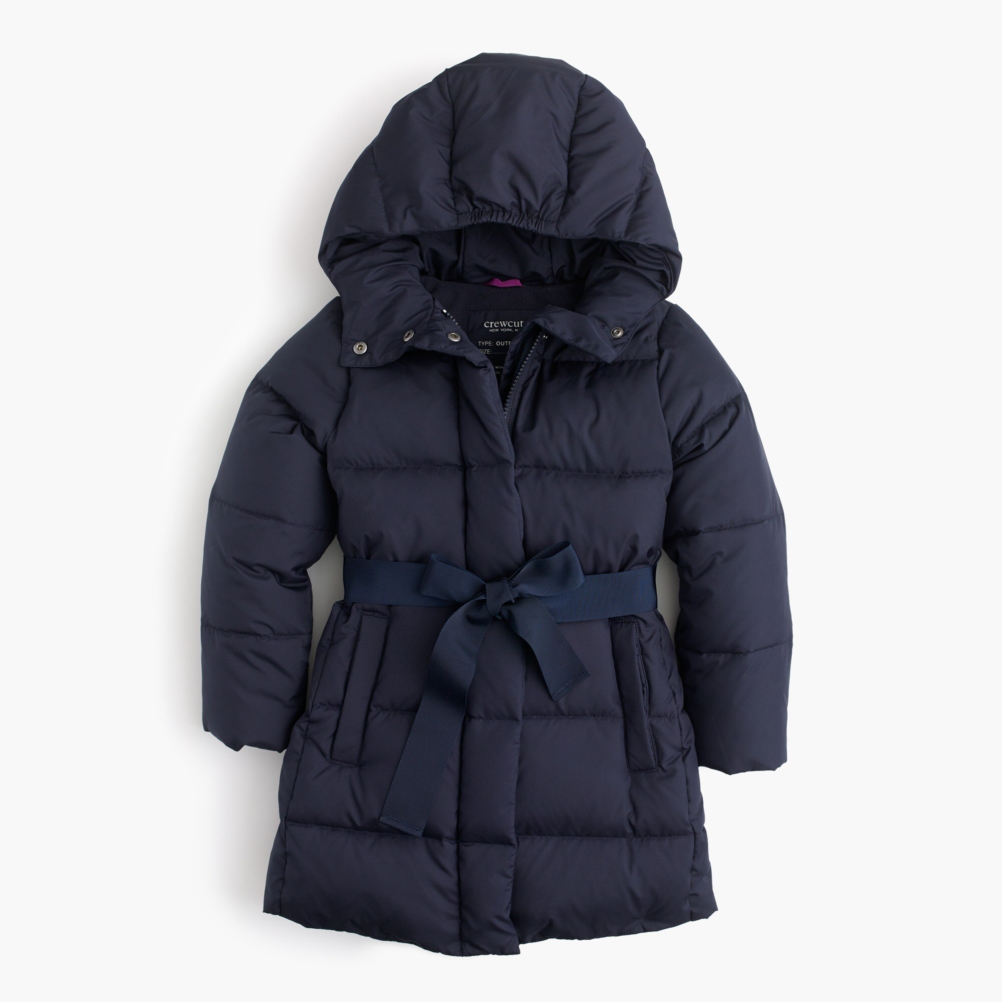 Girls' tie-front puffer jacket