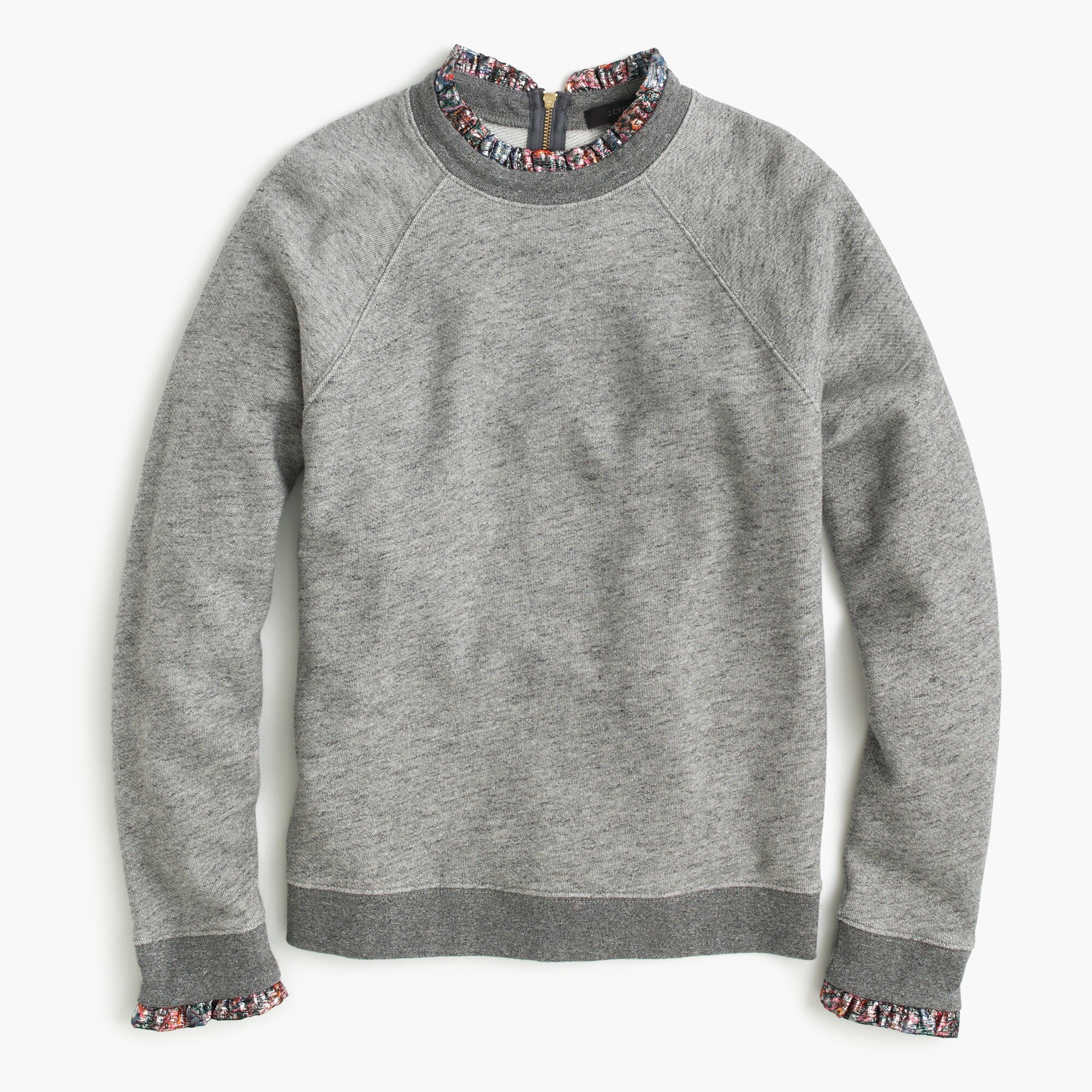 Metallic ruffleneck sweatshirt