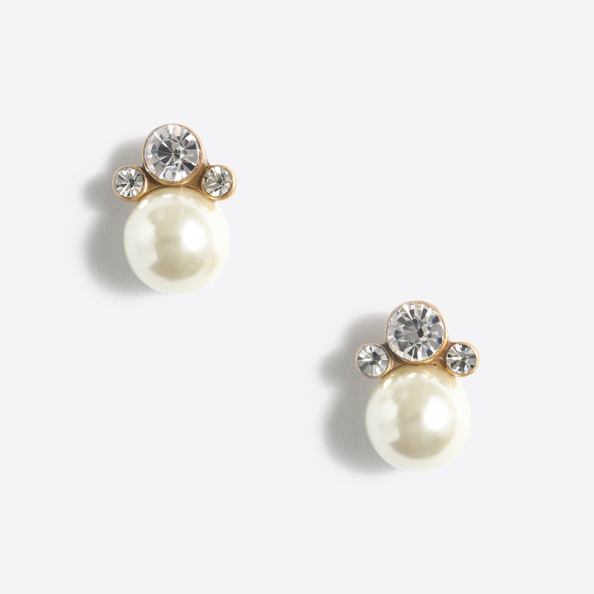 Crystal and pearl sunrise stud earrings