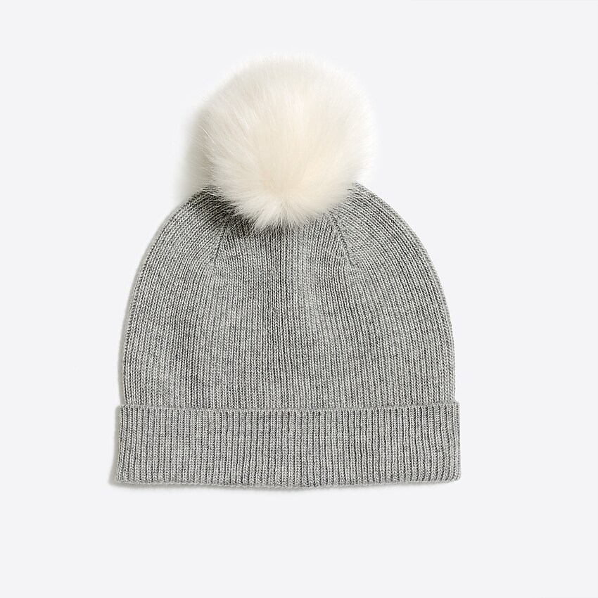Factory: Girls' Knit Hat With Faux-fur Pom-pom For Girls