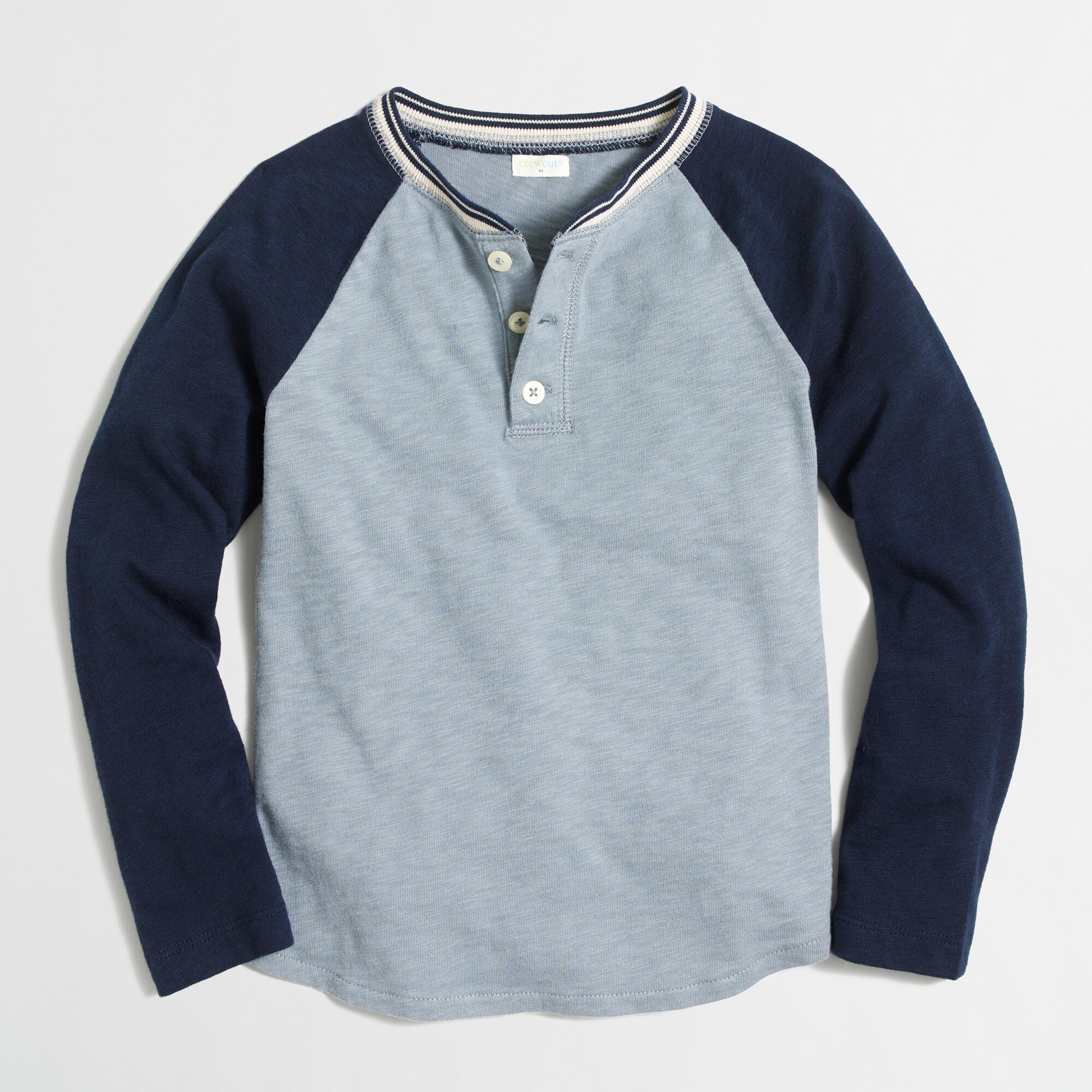 Boys' long-sleeve striped ringer colorblock henley