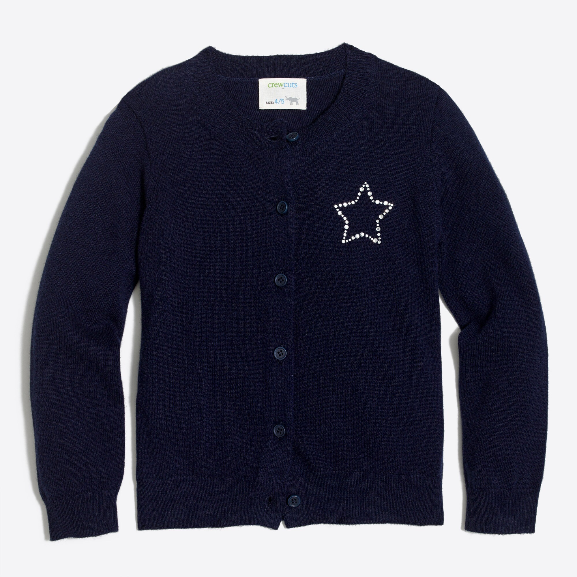 Girls' jeweled star cardigan sweater