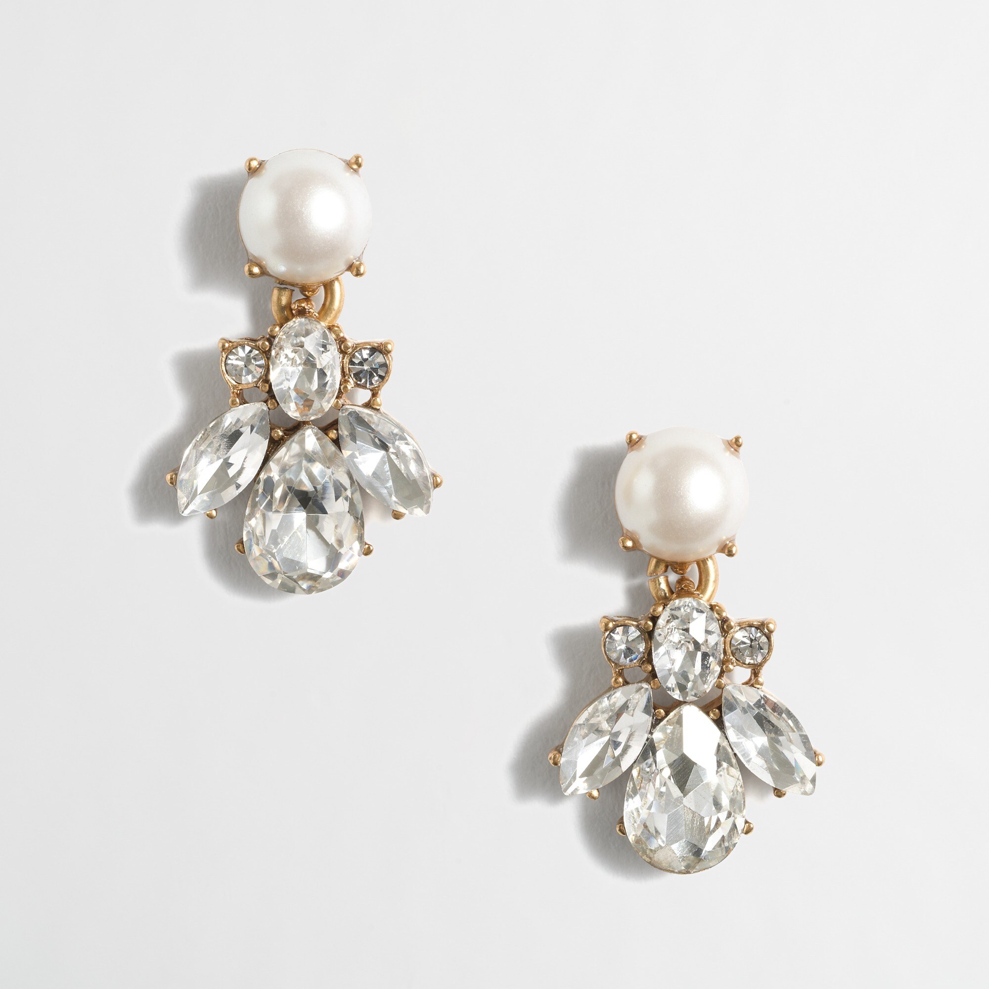 Pearl and crystal dangle earrings