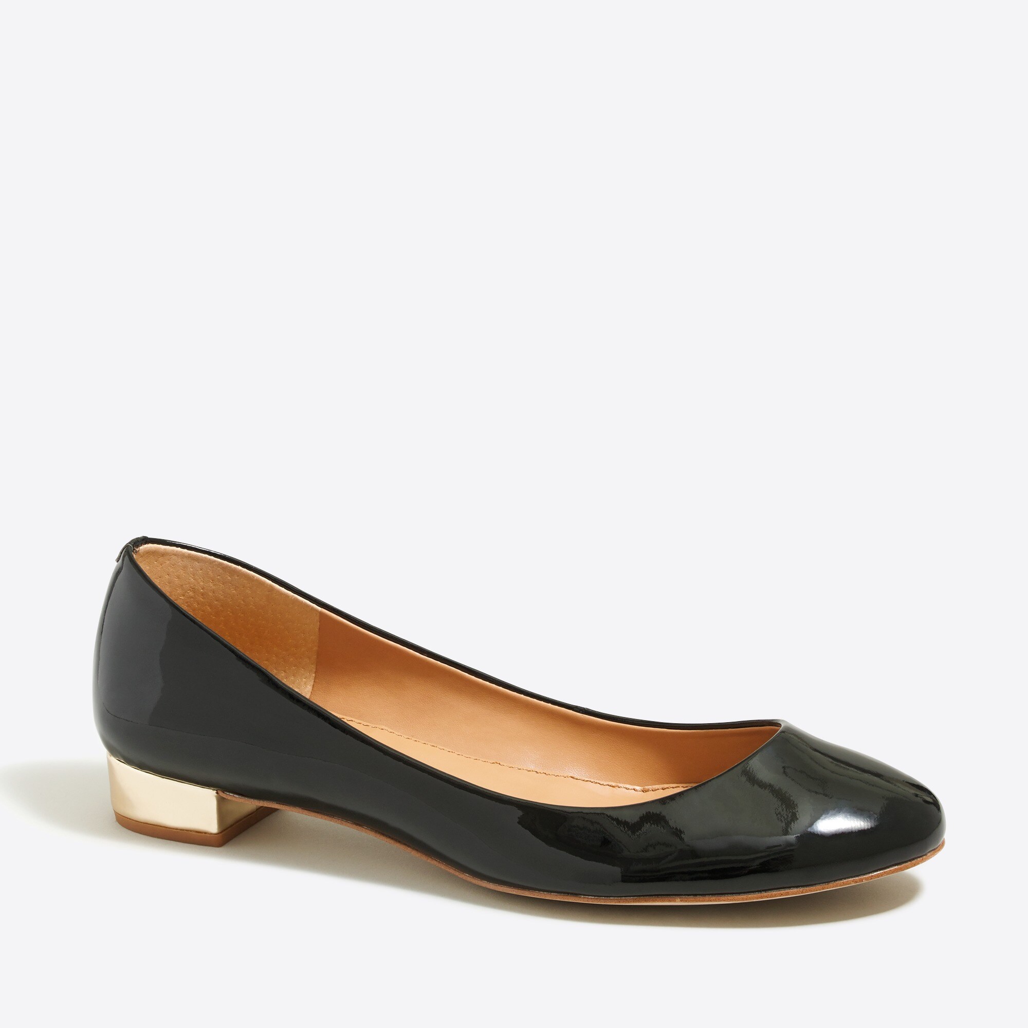 Lily metallic-heel patent ballet flats