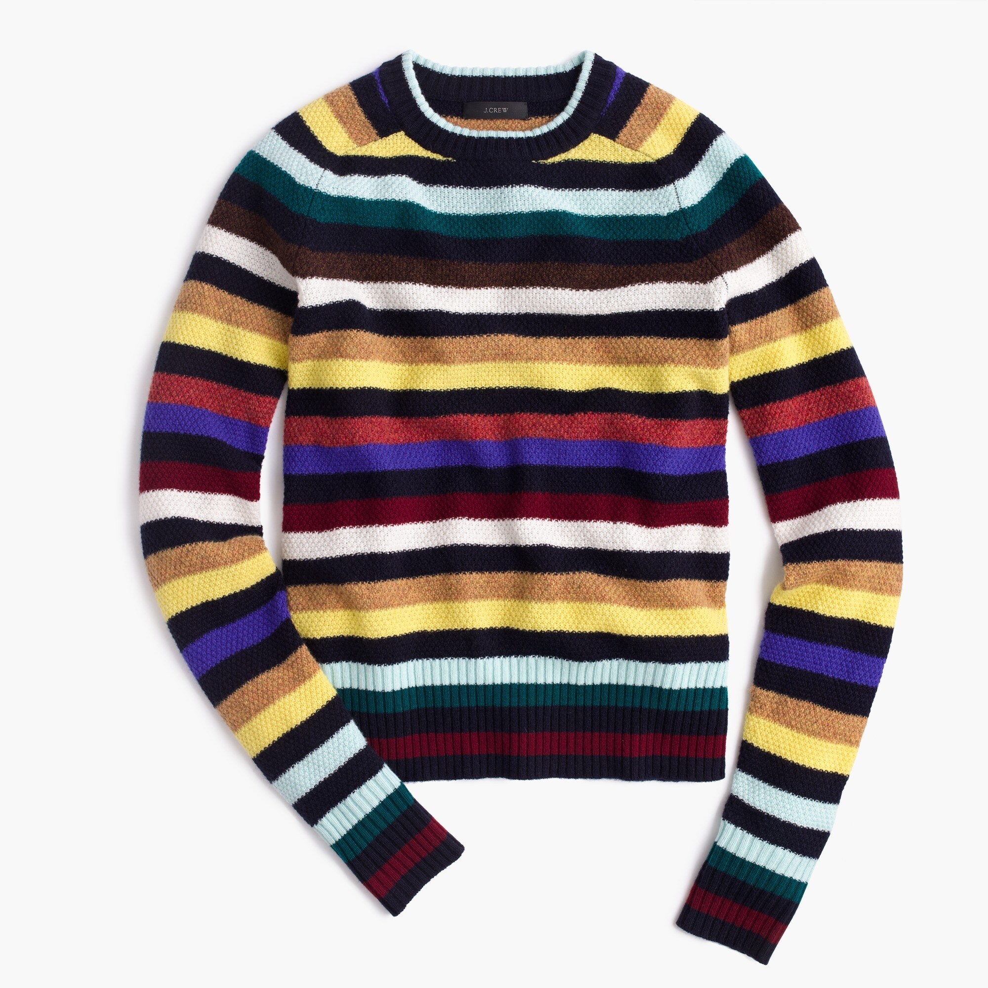 Supersoft wool sweater in multistripe