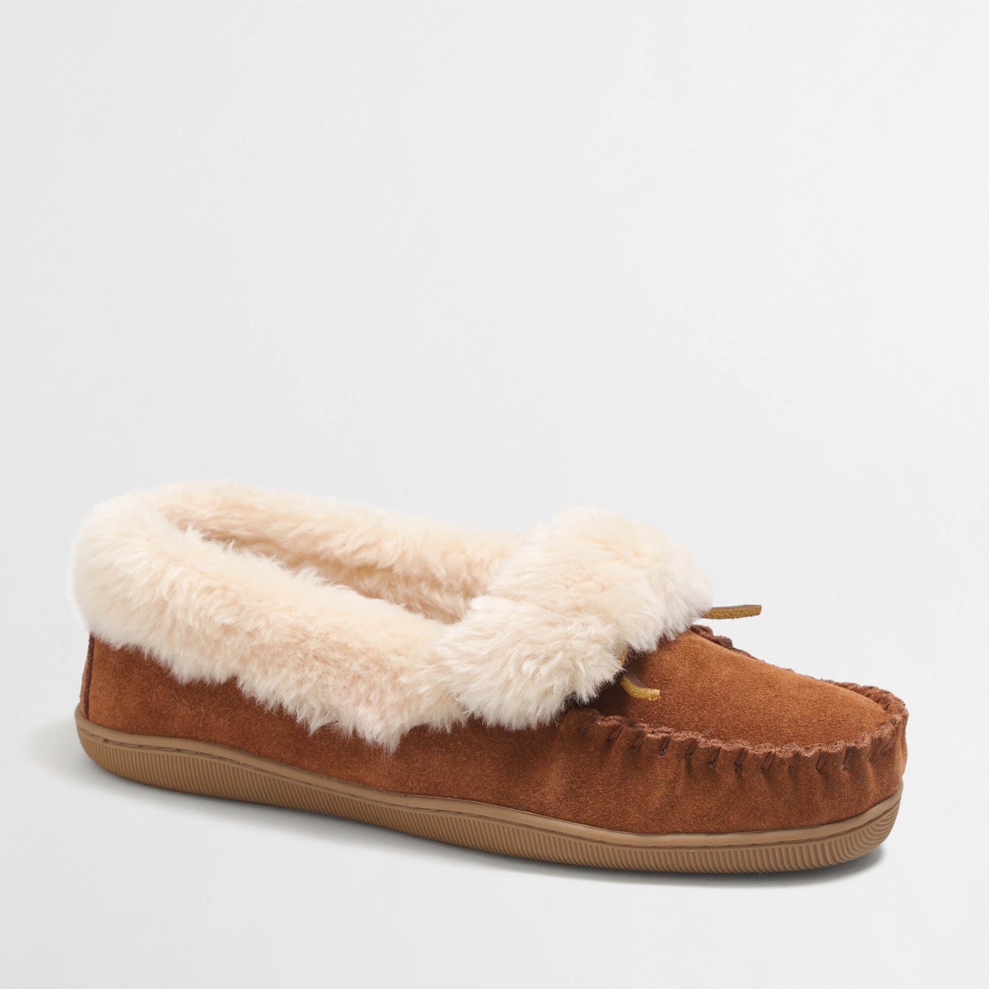 Shearling foldover fireside slippers