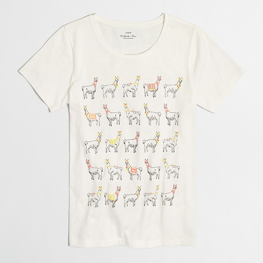 factory: llama parade collector tee for women, right side, view zoomed