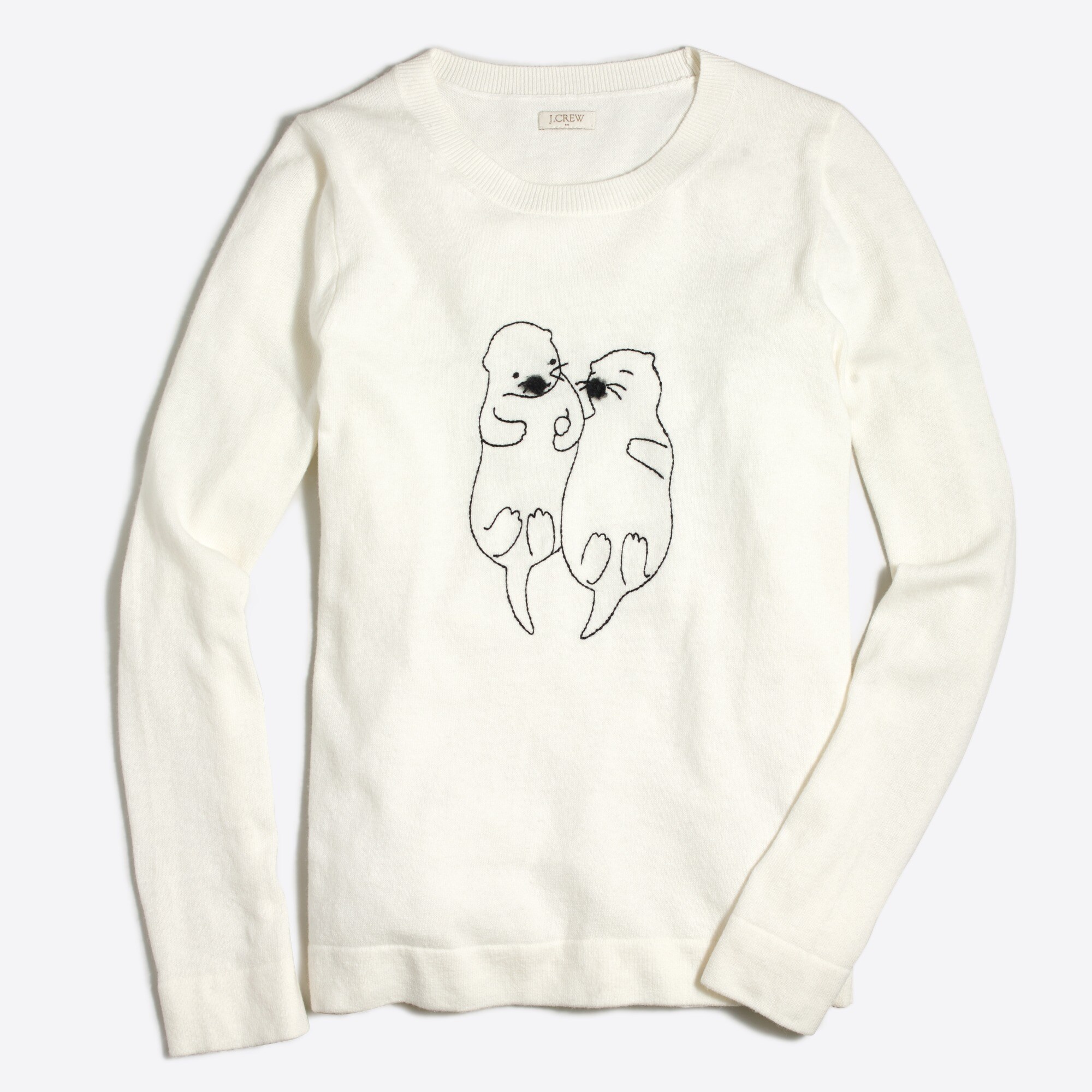 Embroidered otters Teddie sweater