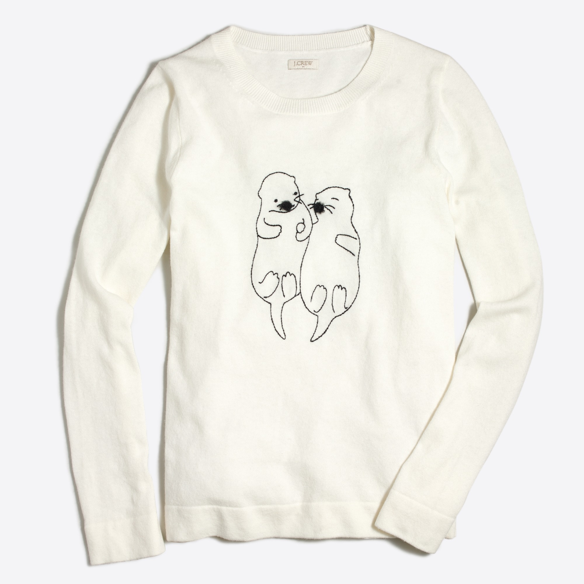Embroidered otters Teddie sweater