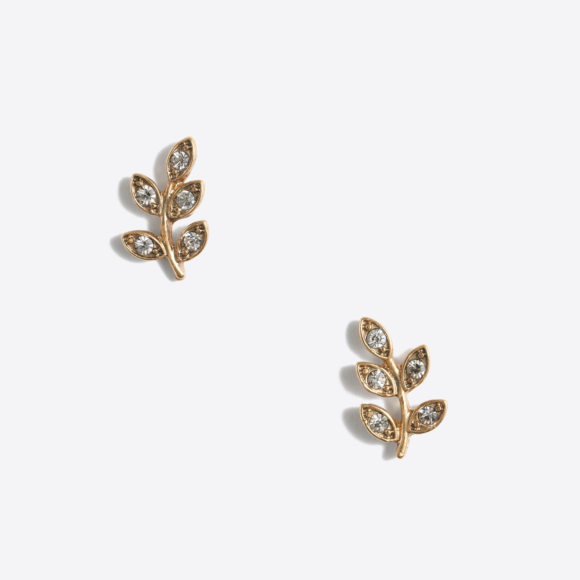 Pavé leaf stud earrings