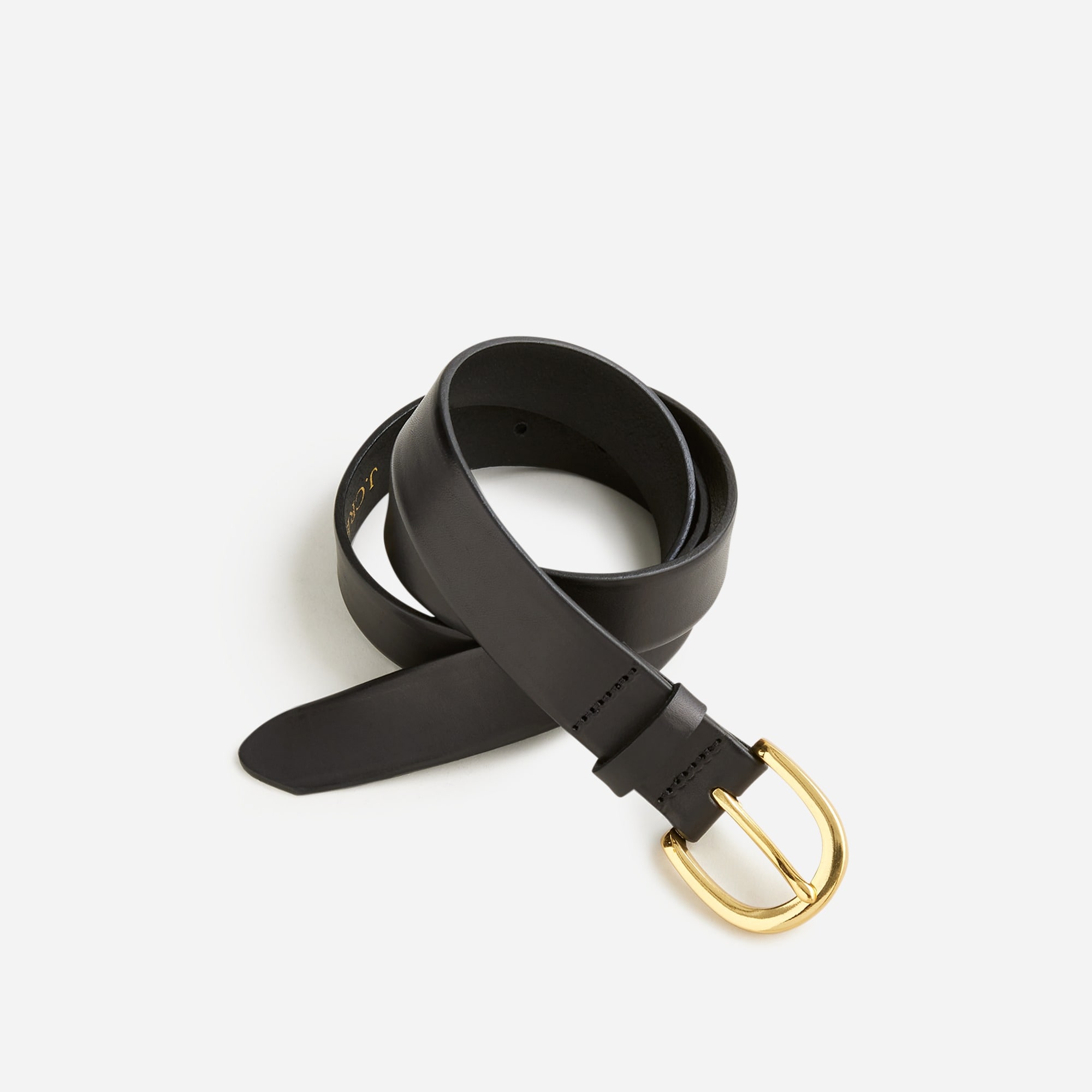 Black Leather Dress Belt | Stainless Steel Buckle Custom Monogram