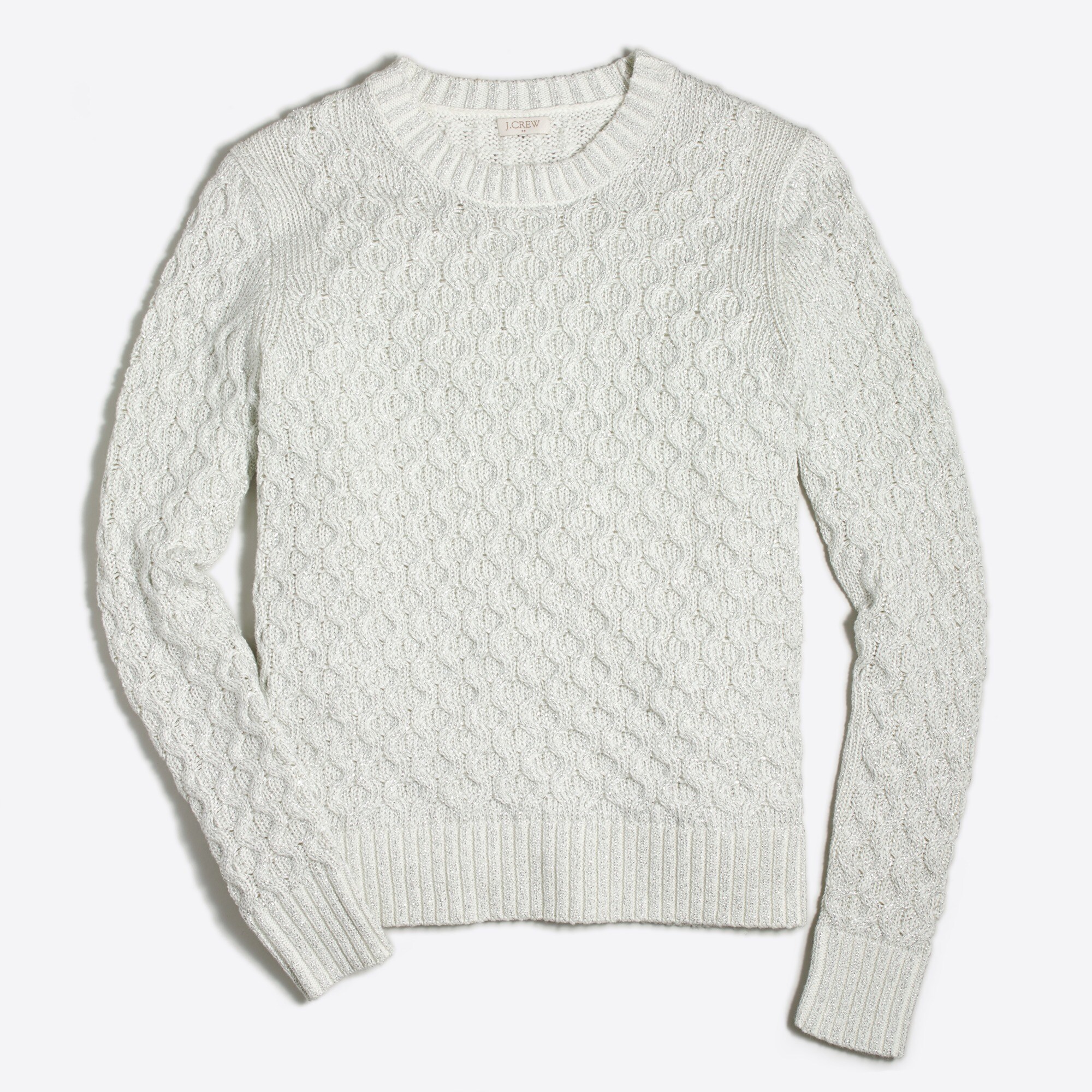 metallic cable sweater for women