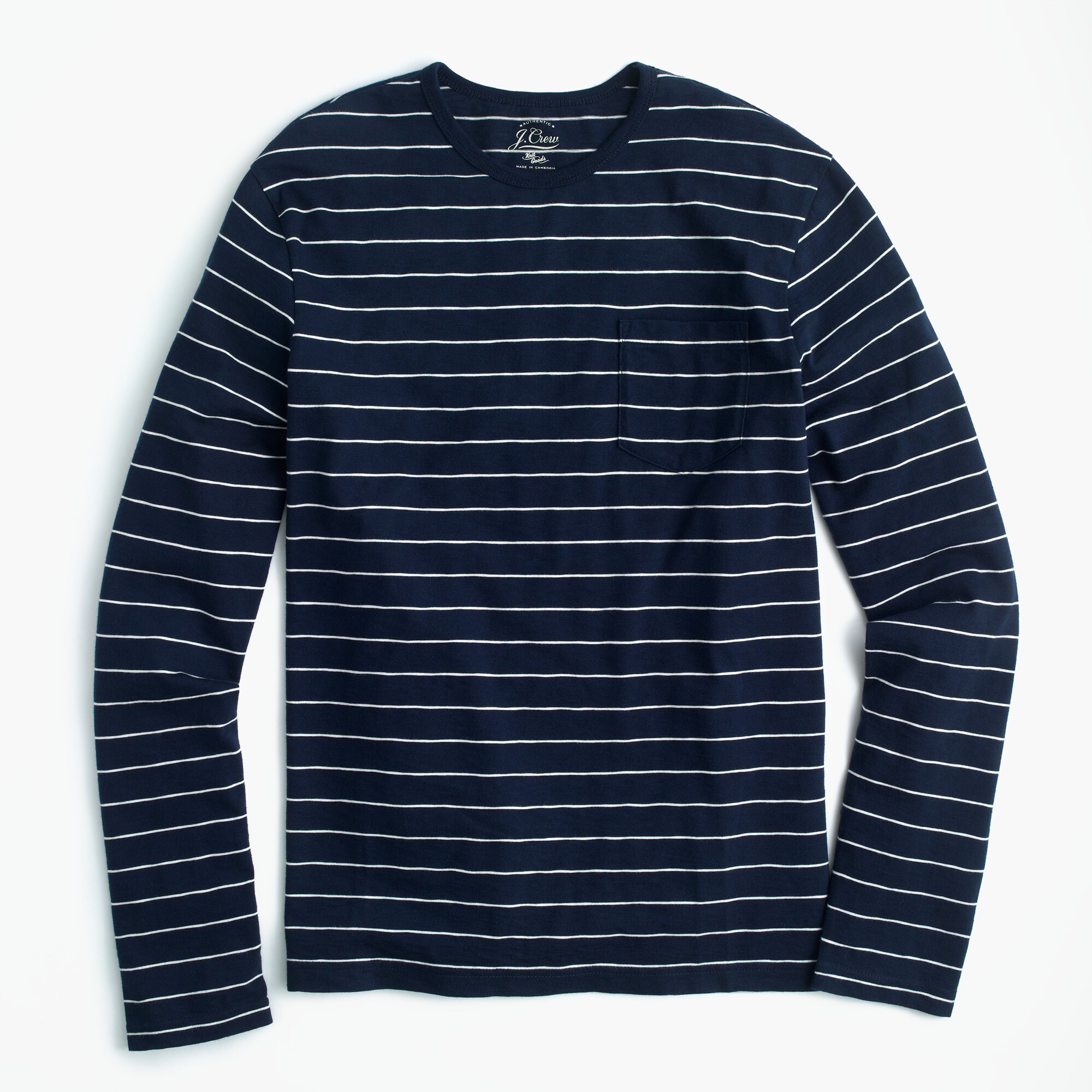 Slub Cotton LongSleeve TShirt In Navy Stripe Men's Tees J.Crew