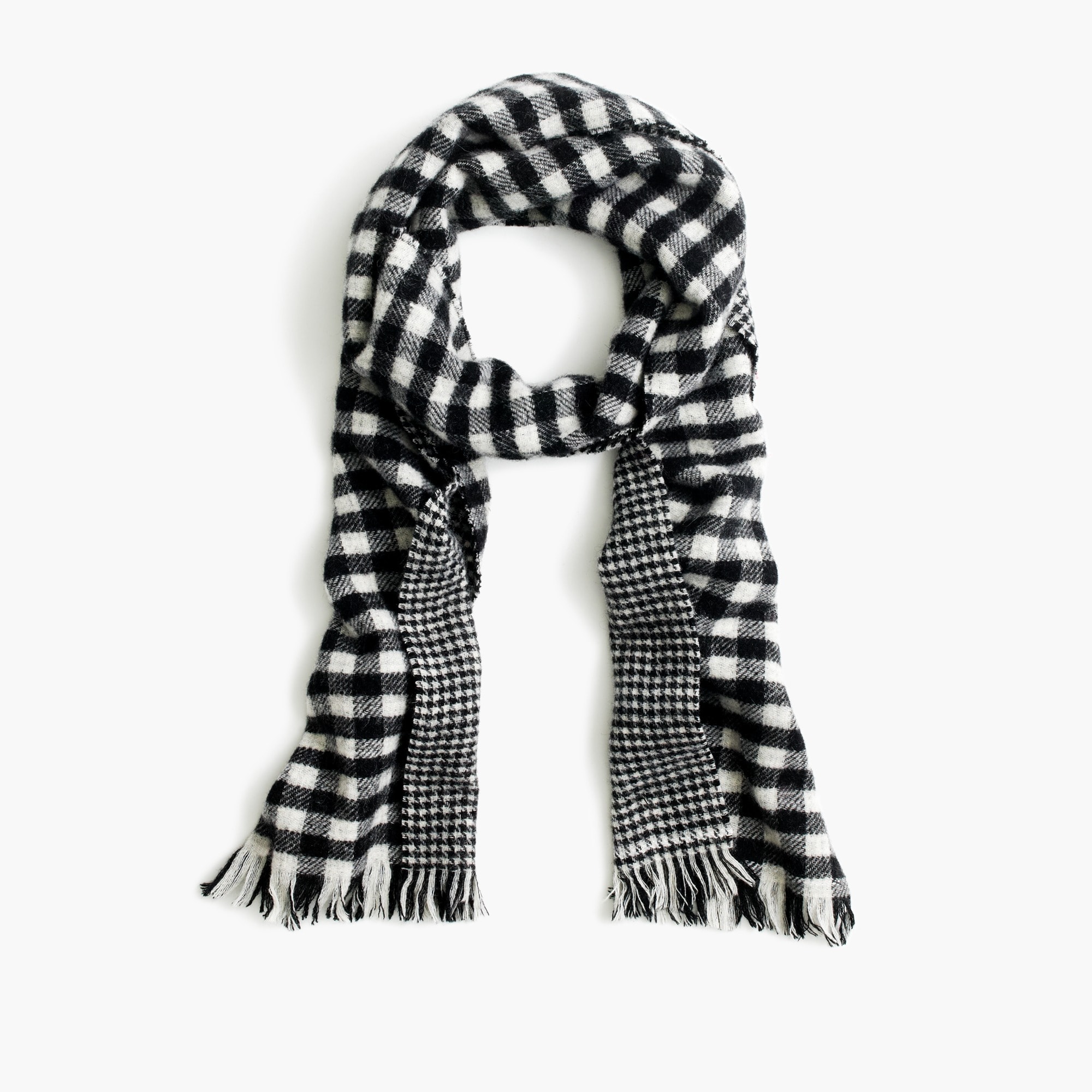 Double-faced Plaid-and-houndstooth Scarf For Women | J.Crew