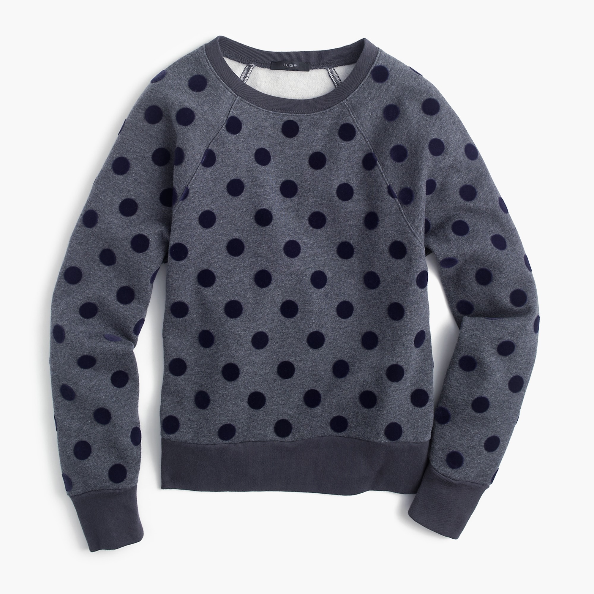 Textured polka dot raglan sweatshirt