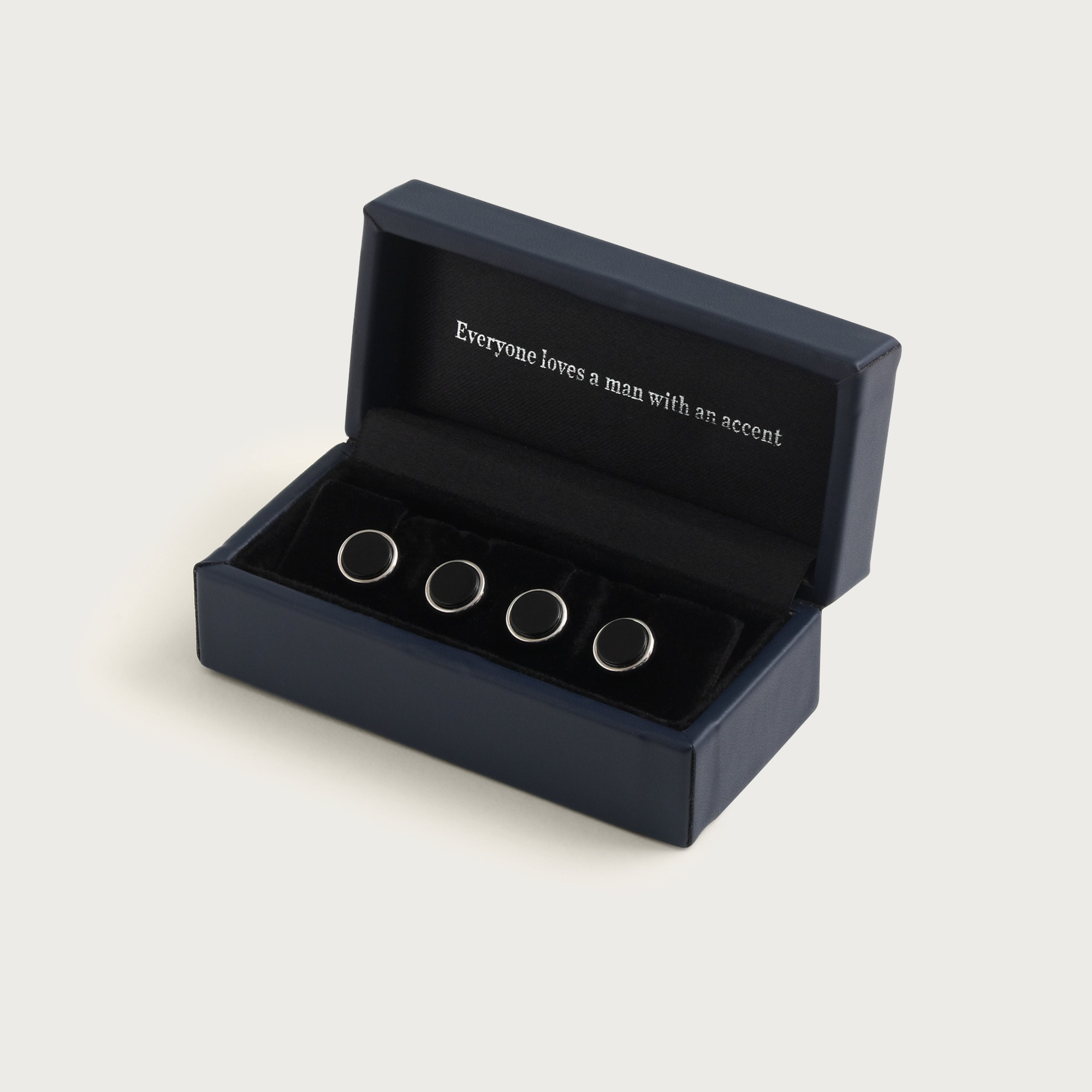 Black onyx sterling silver tuxedo studs - thumbnail 2