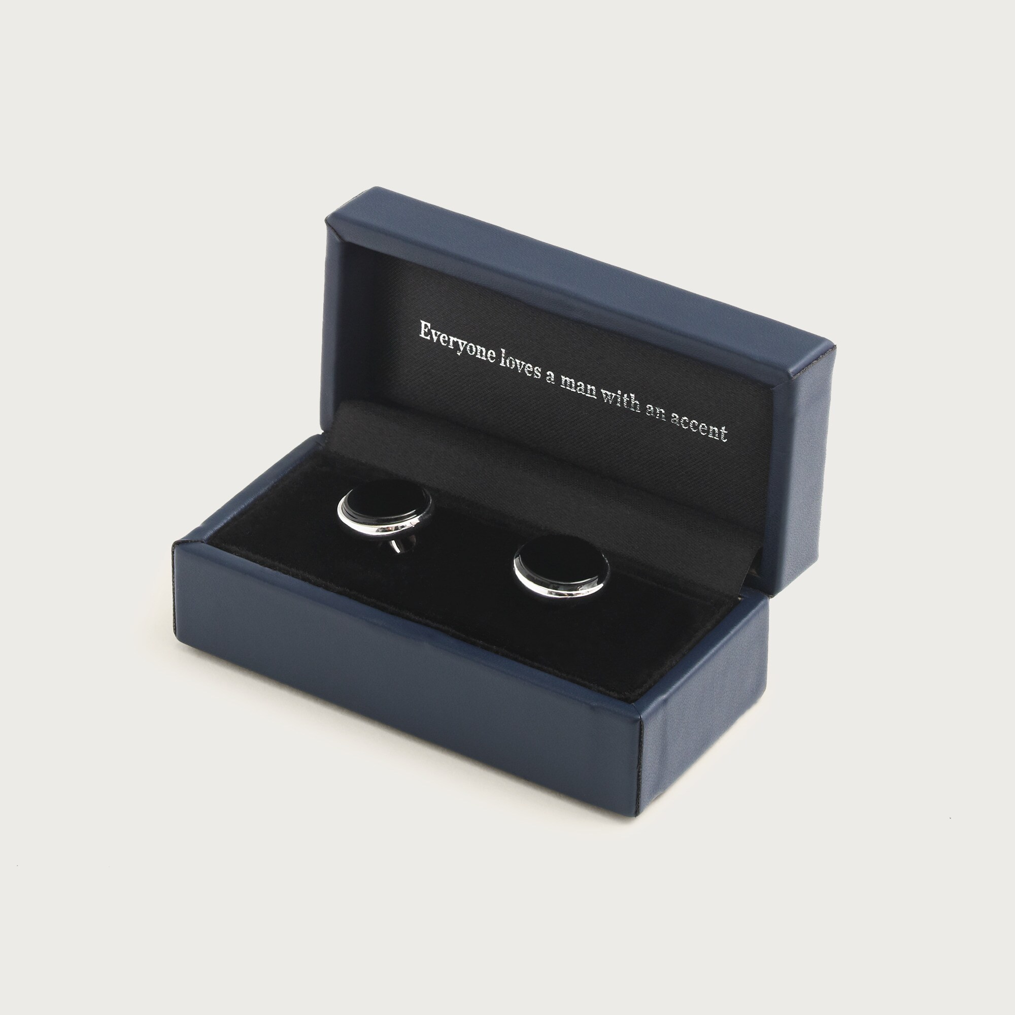 Black onyx sterling silver rounded cuff links