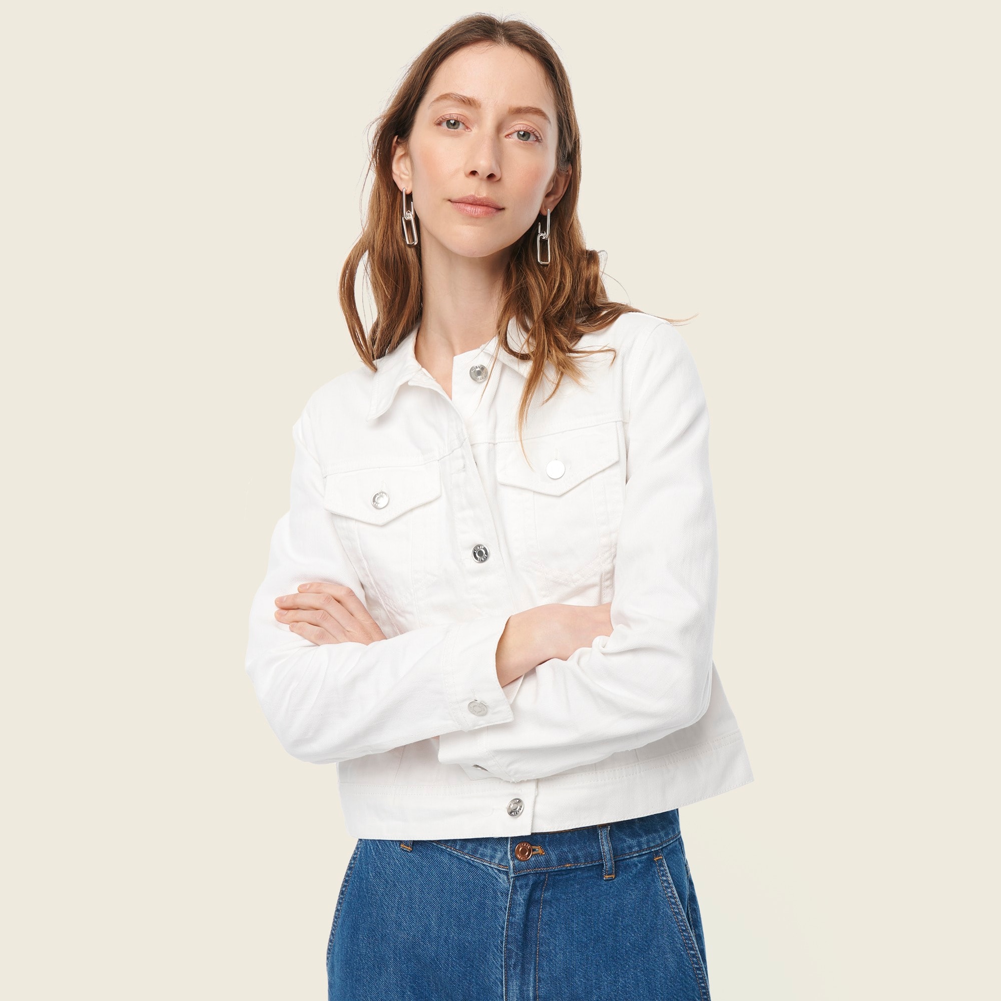 j crew white denim jacket