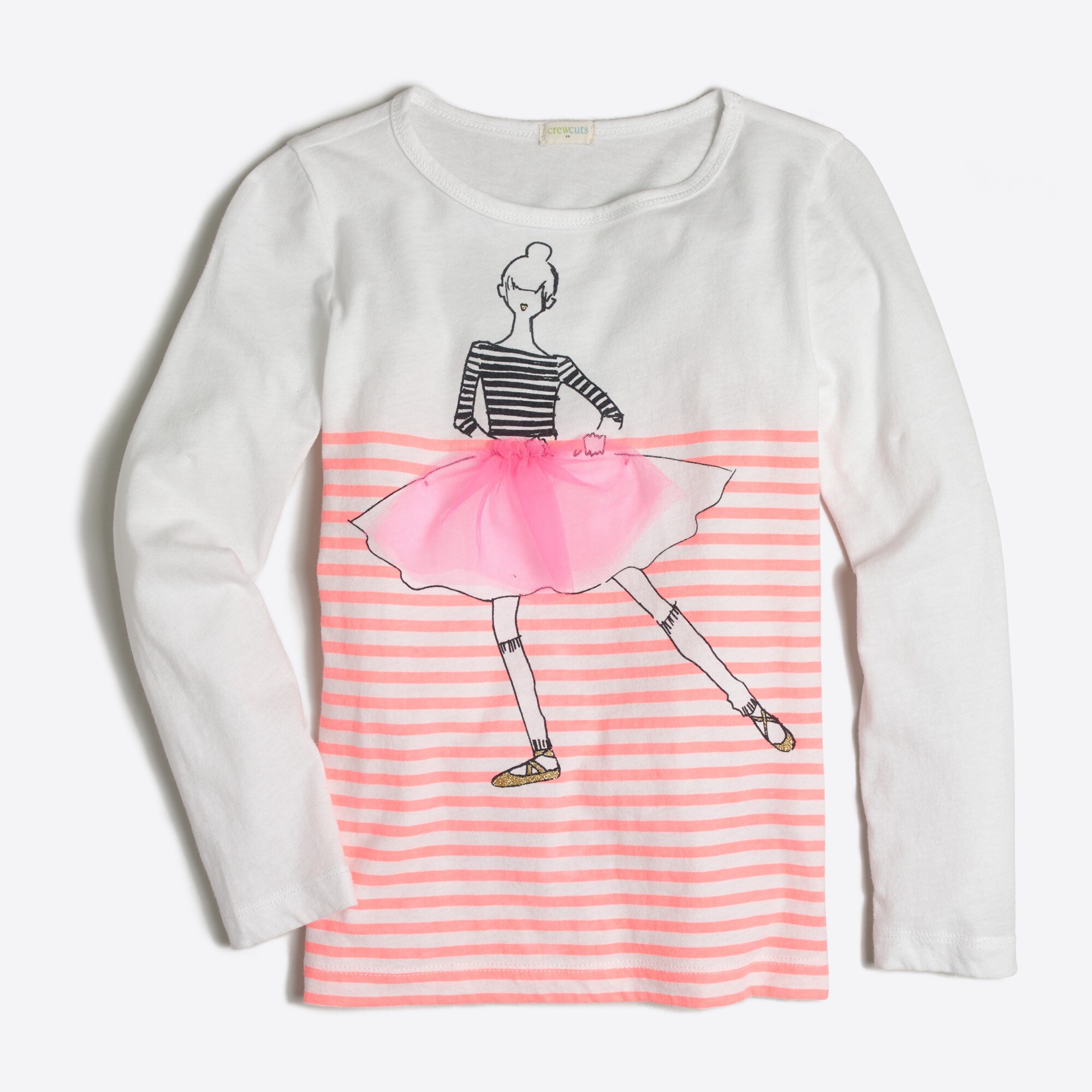 girls' long-sleeve striped dancing girl graphic tee for girls