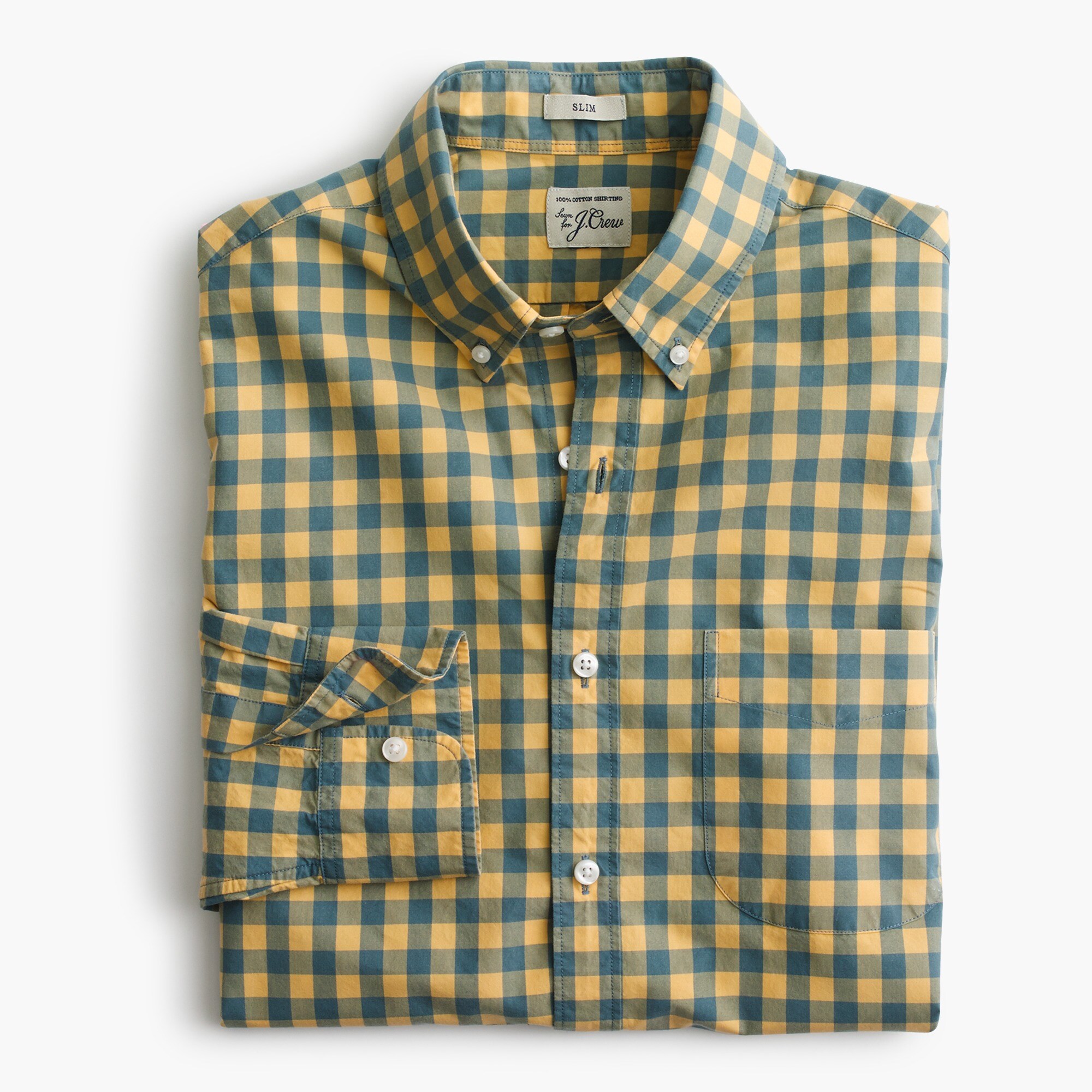 Slim Secret Wash shirt in yellowandblue gingham Men secret wash J